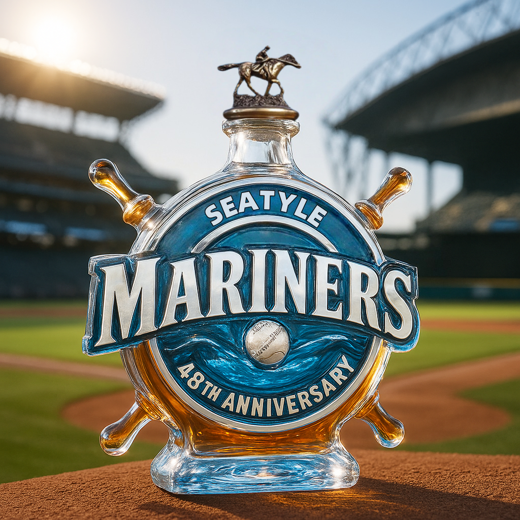 Seattle Mariners 48th Anniversary Whiskey Bottle