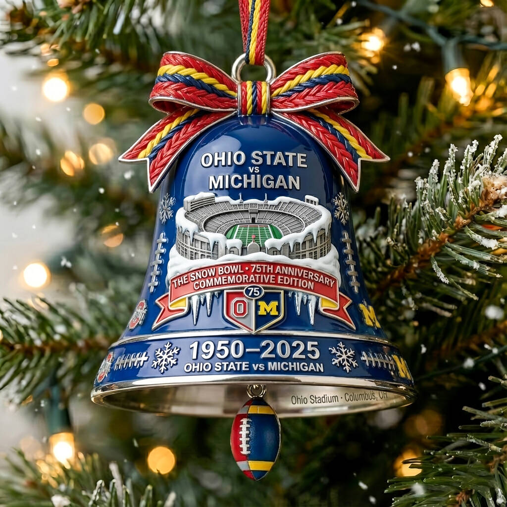 Ohio State vs Michigan “The Snow Bowl” 75th Anniversary Bell Ornament