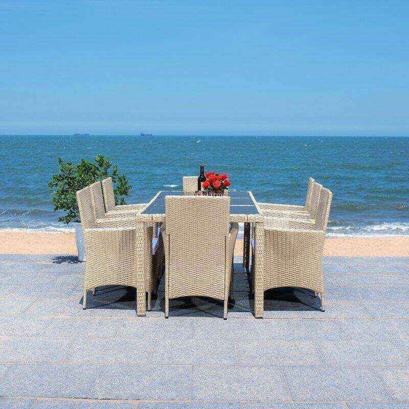 Hailee Rectangular 8 - Person 76.8'' Long Dining Set with Cushions