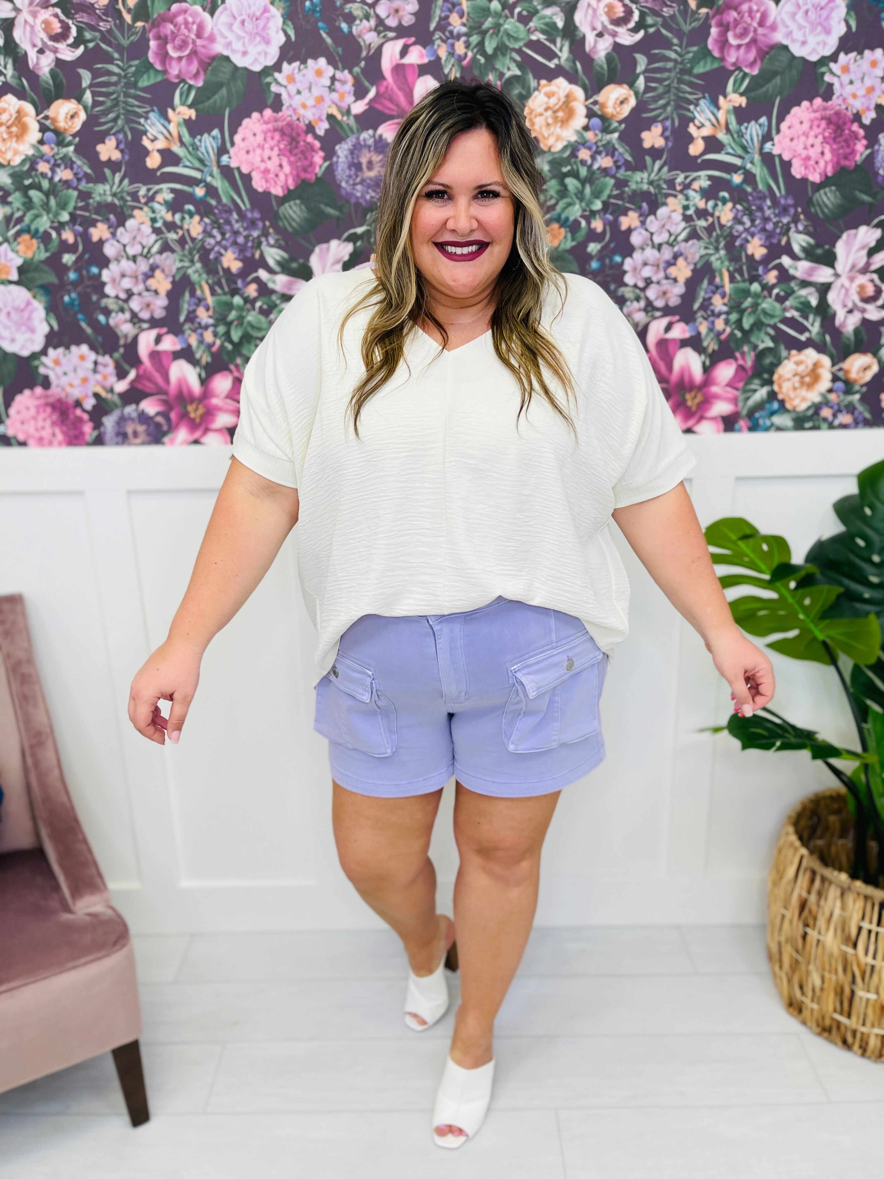 REG/CURVY Lavender Haze Cargo Shorts
