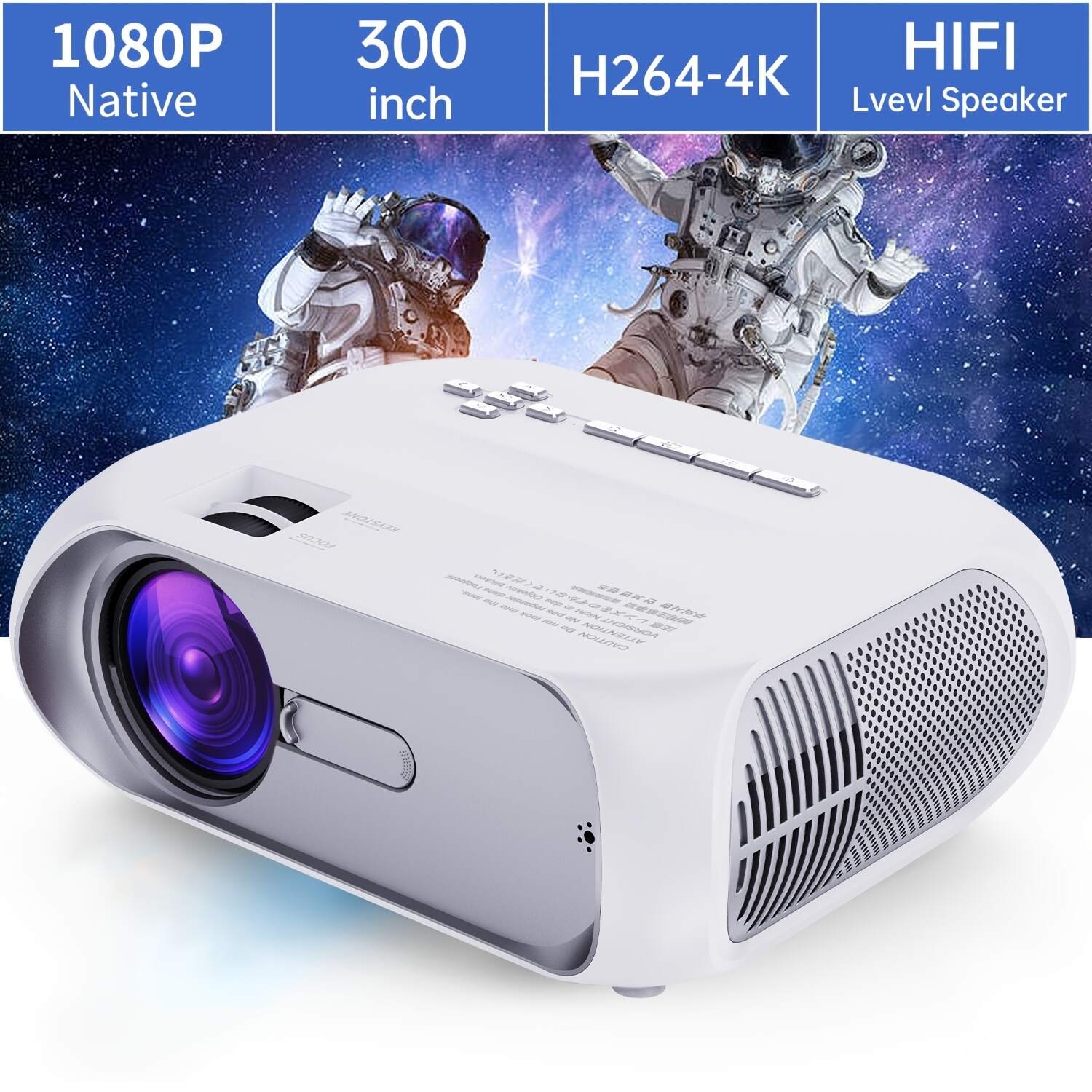 1pc Ultra Clear Large Screen Projectors 2022 Upgrade 4K Video Projectors, 50000 Hour Multimedia Home Theater Movie Projectors, Compatible With Full HD 1080P HDMI, VGA, USB, AV, Laptops, Smartphones