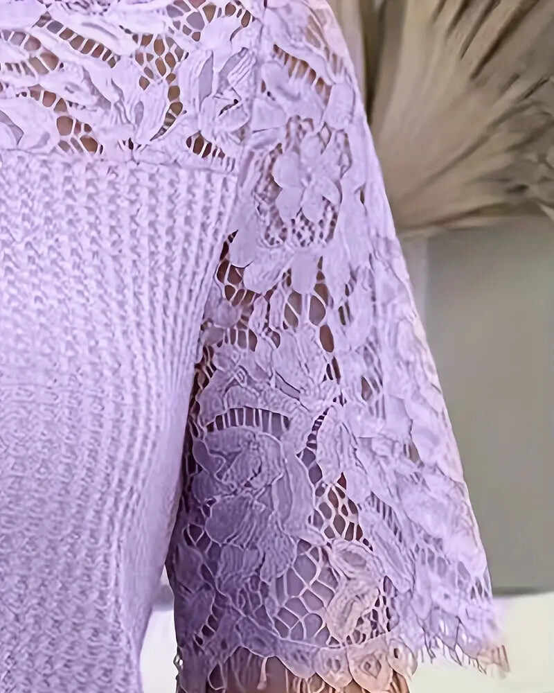 Lace Panel Knitted T-Shirt