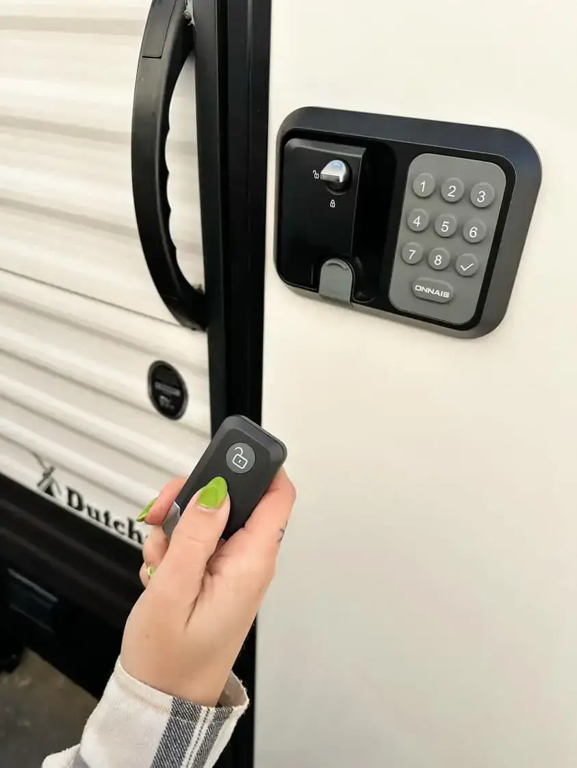 RV Door  Keyless Entry Handle | Keypad & 2 Remotes Deadbolt | Fits Travel Trailers, Campers & 5th Wheels