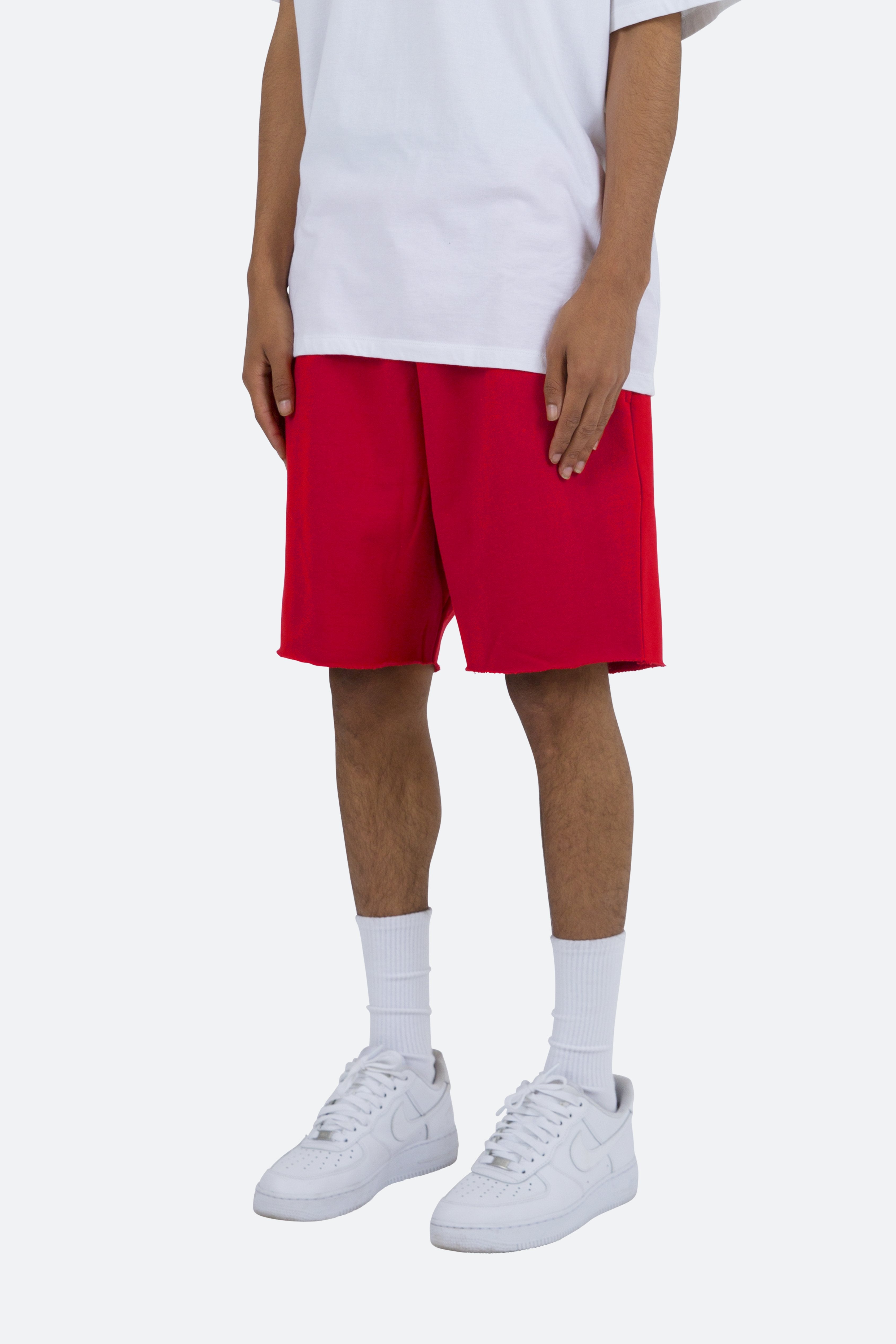 Raw Edge Sweatshorts - Red