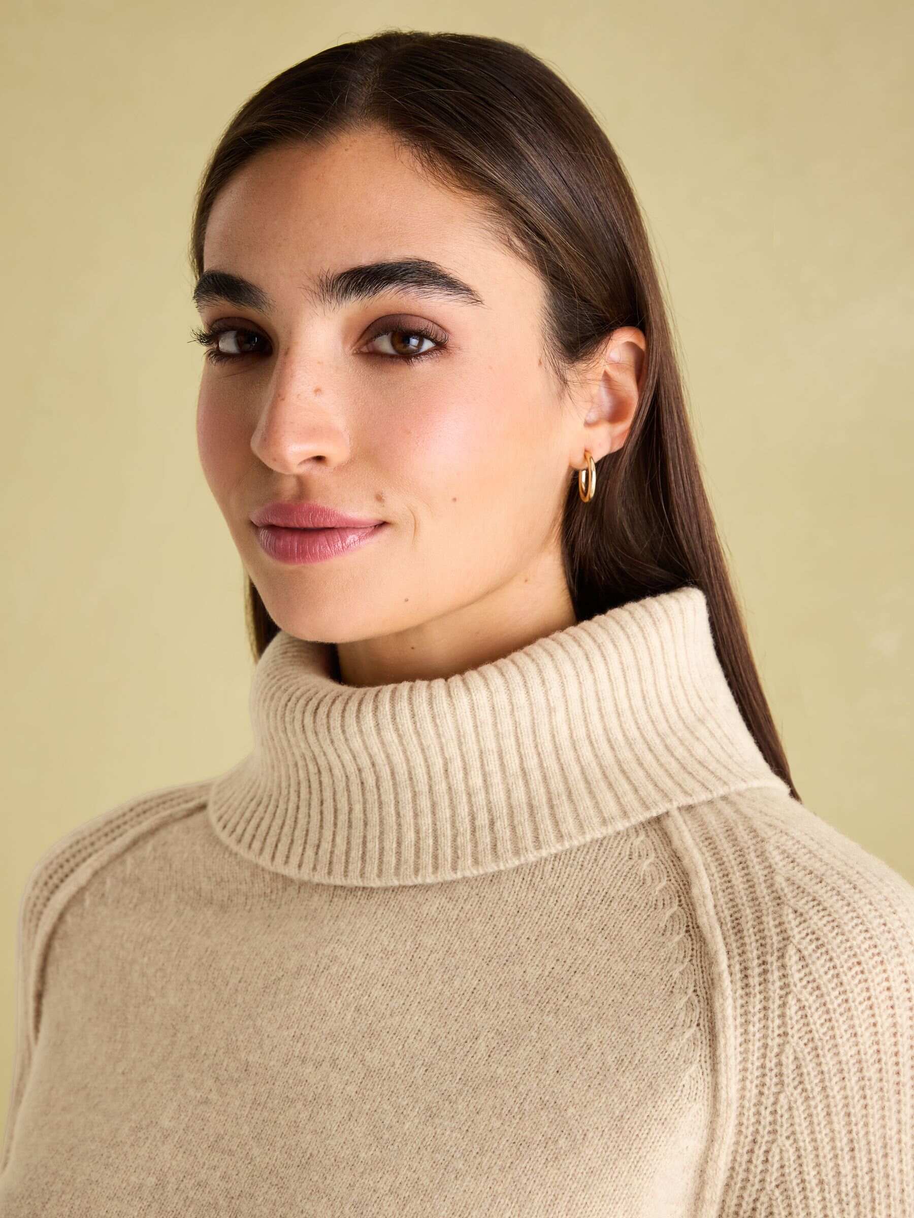 May Oatmeal Merino Wool Jumper with Detachable Roll Neck