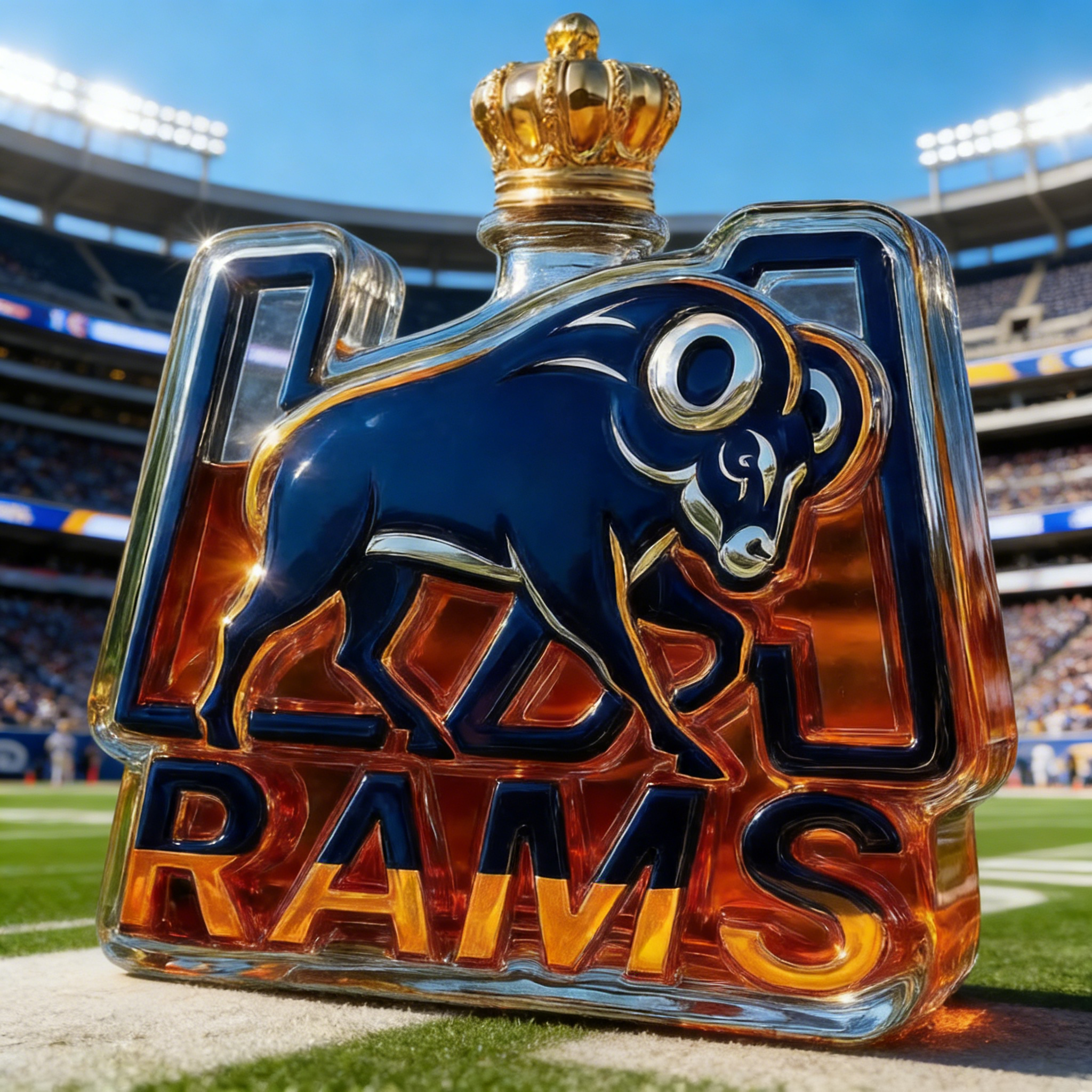 LA Rams Whiskey Bottle