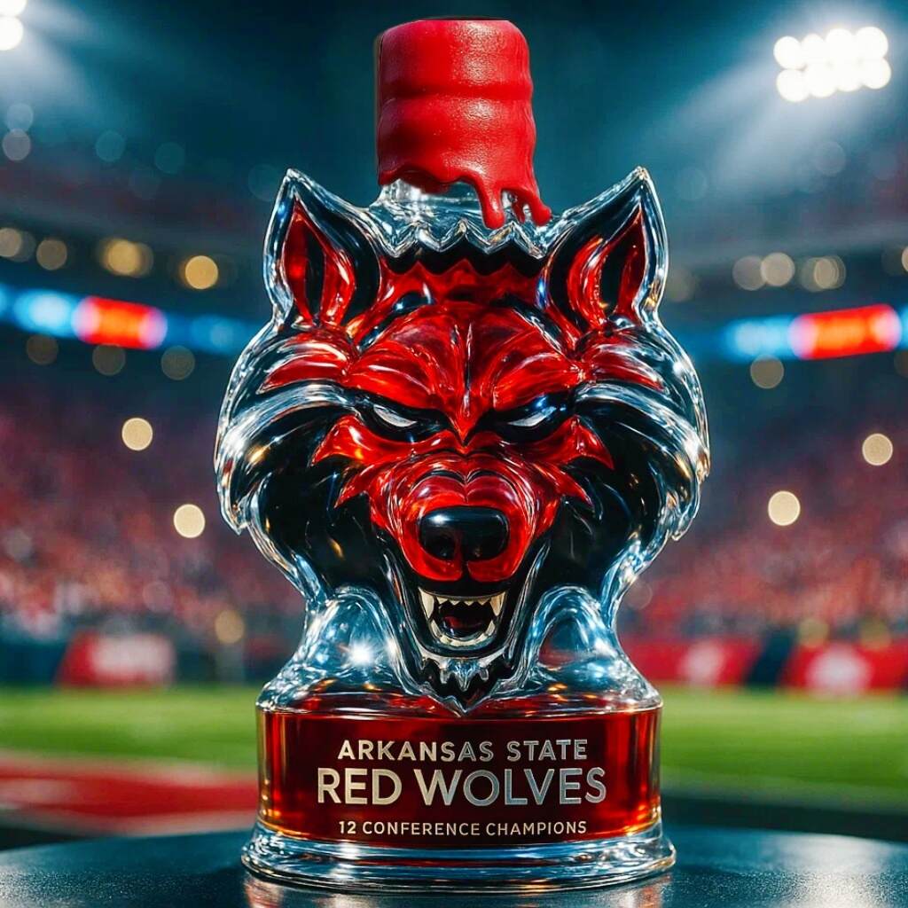 Arkansas State Red Wolves 12 Conference Championship Whiskey Bottle