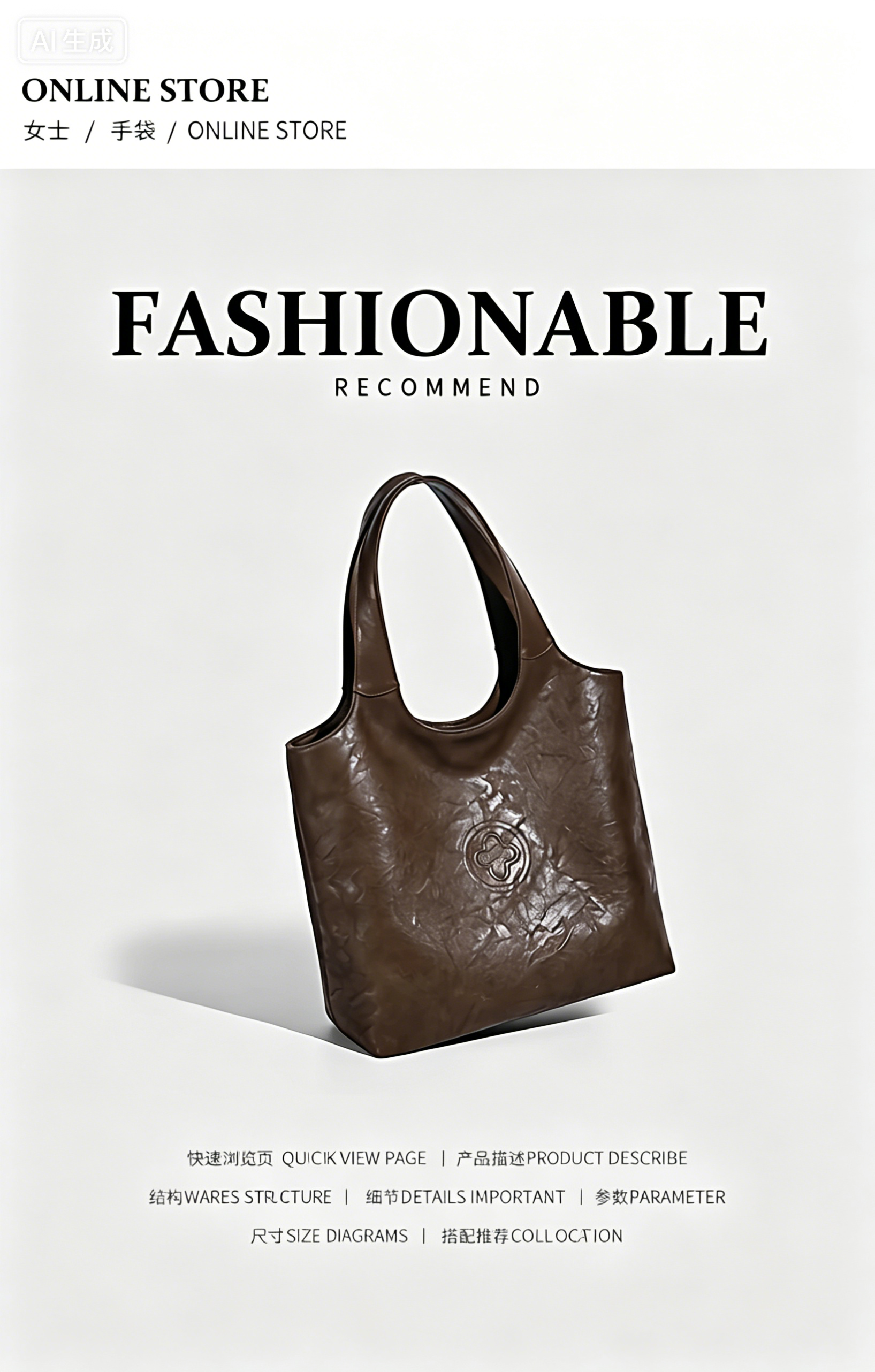 Fashionable womenbang with cowhide and classic design