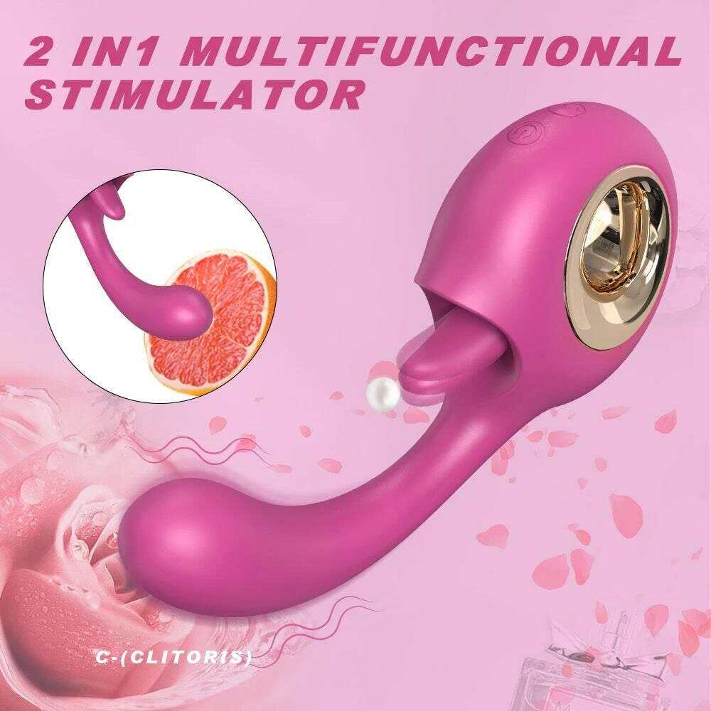G-Spot Vibrator with Tongue Licking: 2-in-1 Clit & Oral Silicone Toy