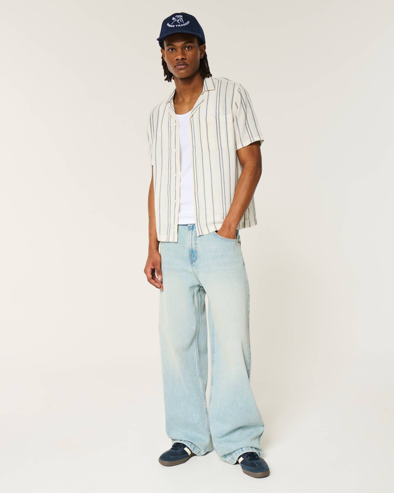 Short-Sleeve Textural Stripe Shirt