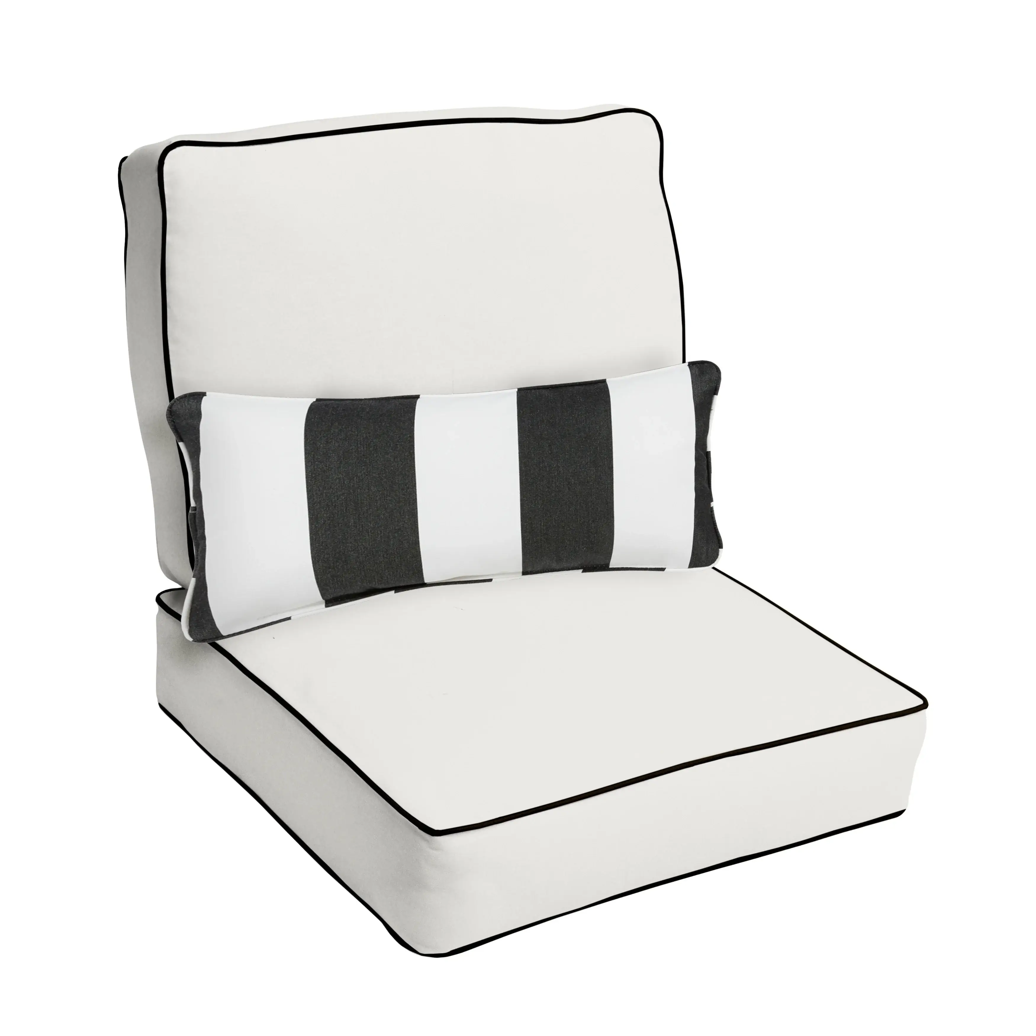 Sorra Home Oakley Sunbrella Solid Indoor/ Outdoor Corded Chair Cushion Set and Lumbar Pillow