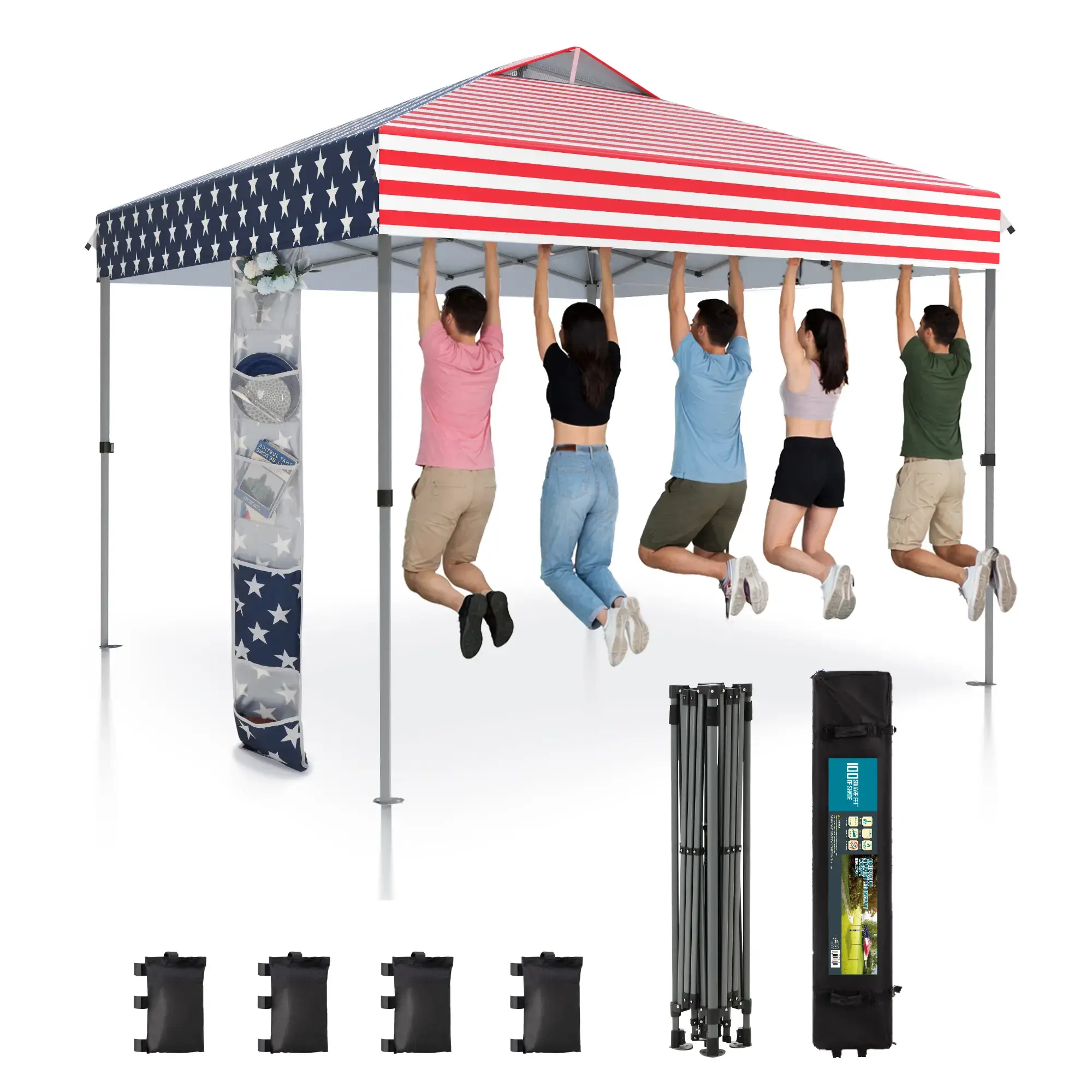 [Waterproof & UV-Resistant] 10x10ft Pop-up Canopy Tent, Instant Portable Canopy Tent Outdoor Gazebo, One-Push-To-Lock Outdoor Gazebo with Roller Bag