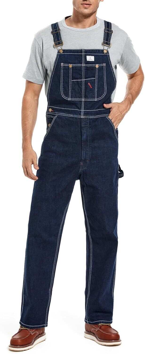 🔥Flash Sale🔥Men's Denim Bib Overalls, Workwear with Adjustable Straps and Convenient Tool Pockets