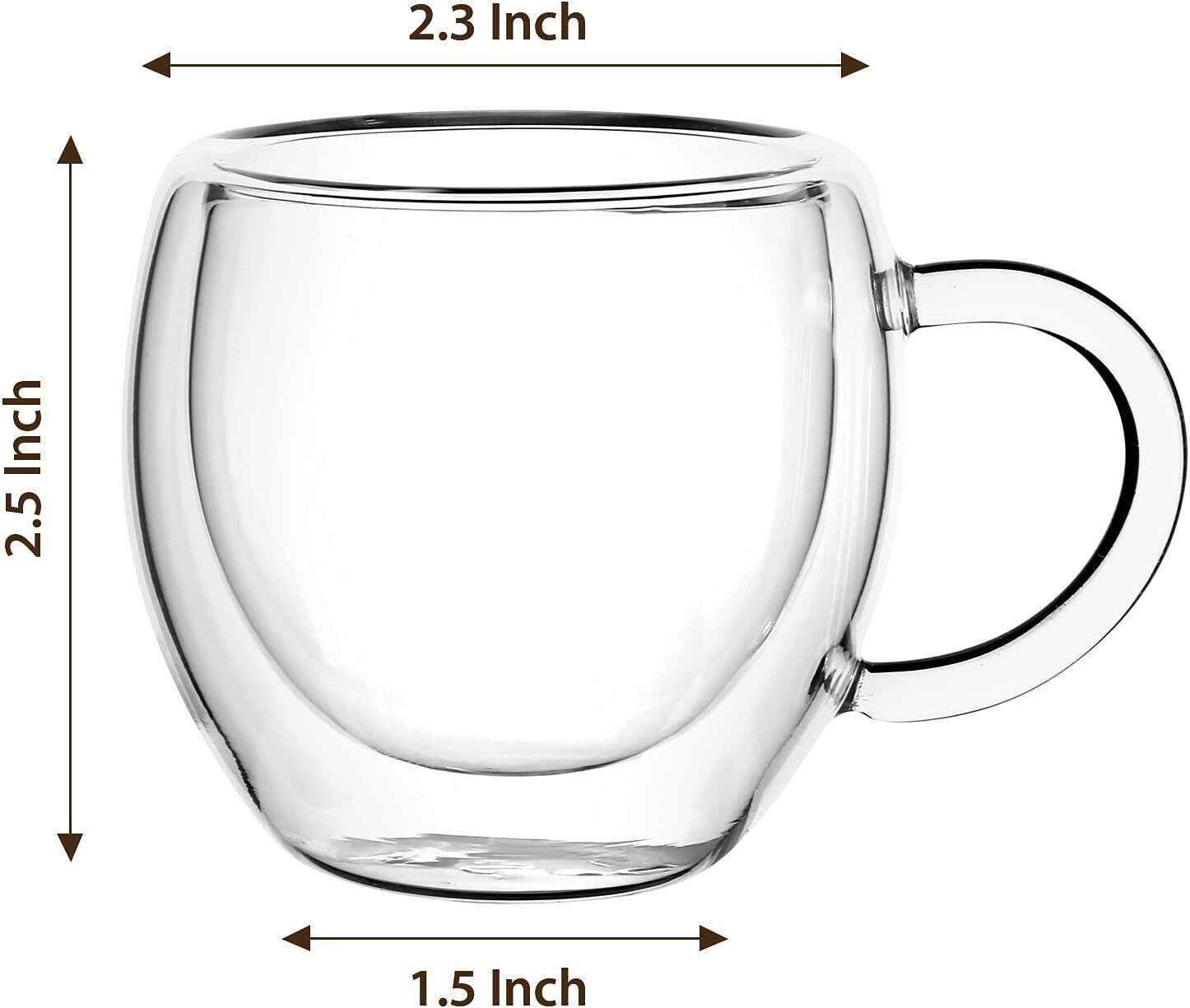 Espresso Cups With Handle,Espresso Shot Glasses,Clear Expresso Coffee Cups,Double Wall Insulated Espresso Mugs,Microwave Dishwasher Safe,Suit for Espresso Machine