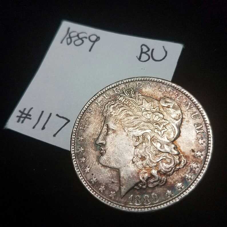1889 Morgan Silver Dollar Brilliant Uncirculated - BU - Rainbow toned Lot#117.