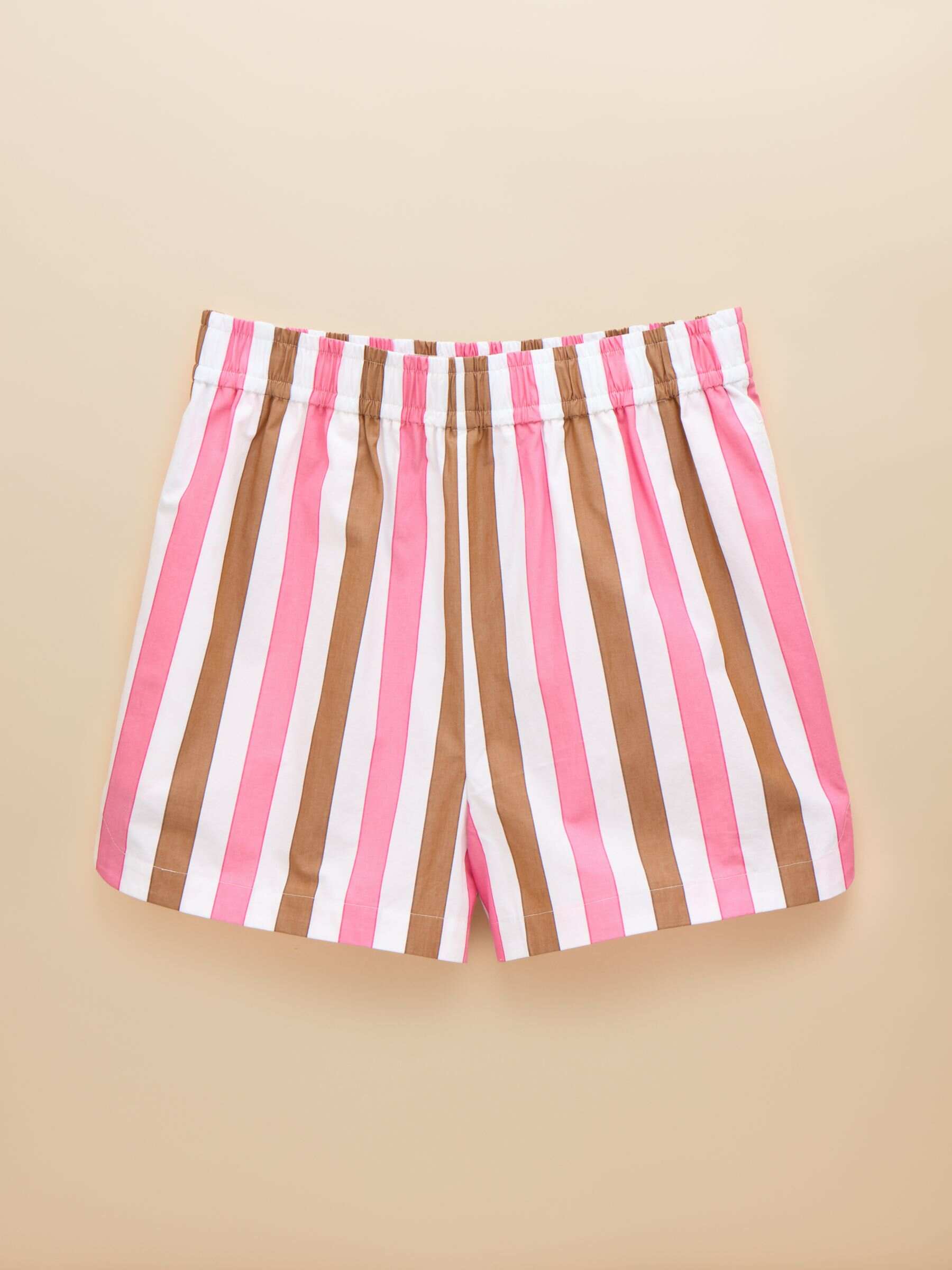 Pink/Brown Cotton Striped Shorts