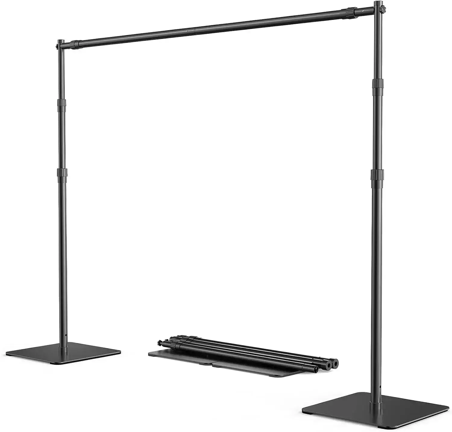 8x10ft Adjustable Photo Backdrop Stand Kit, Heavy-Duty Steel Background Support Stand for Studio Shooting, Parties & Wedding Events