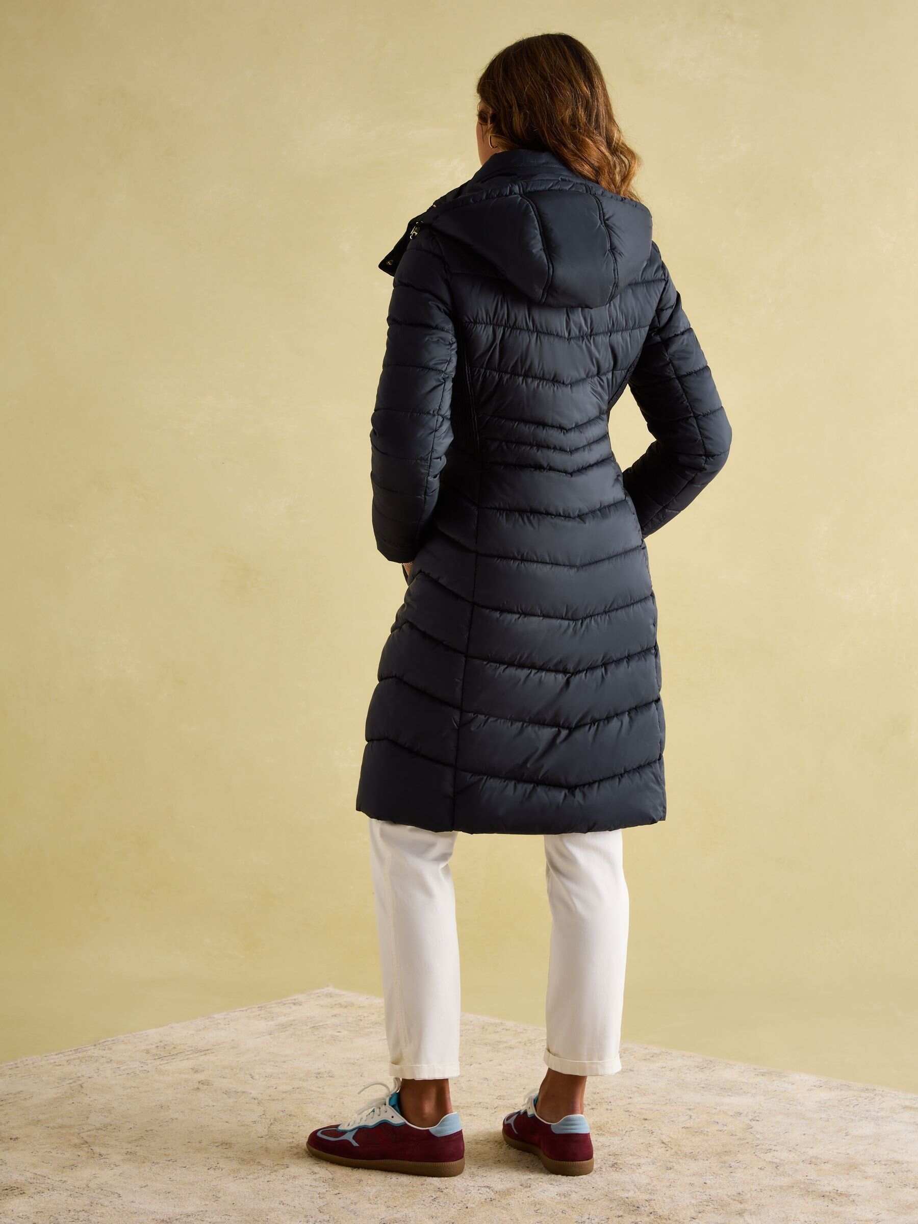 Pembury Navy Blue Showerproof Longline Padded Coat With Hood