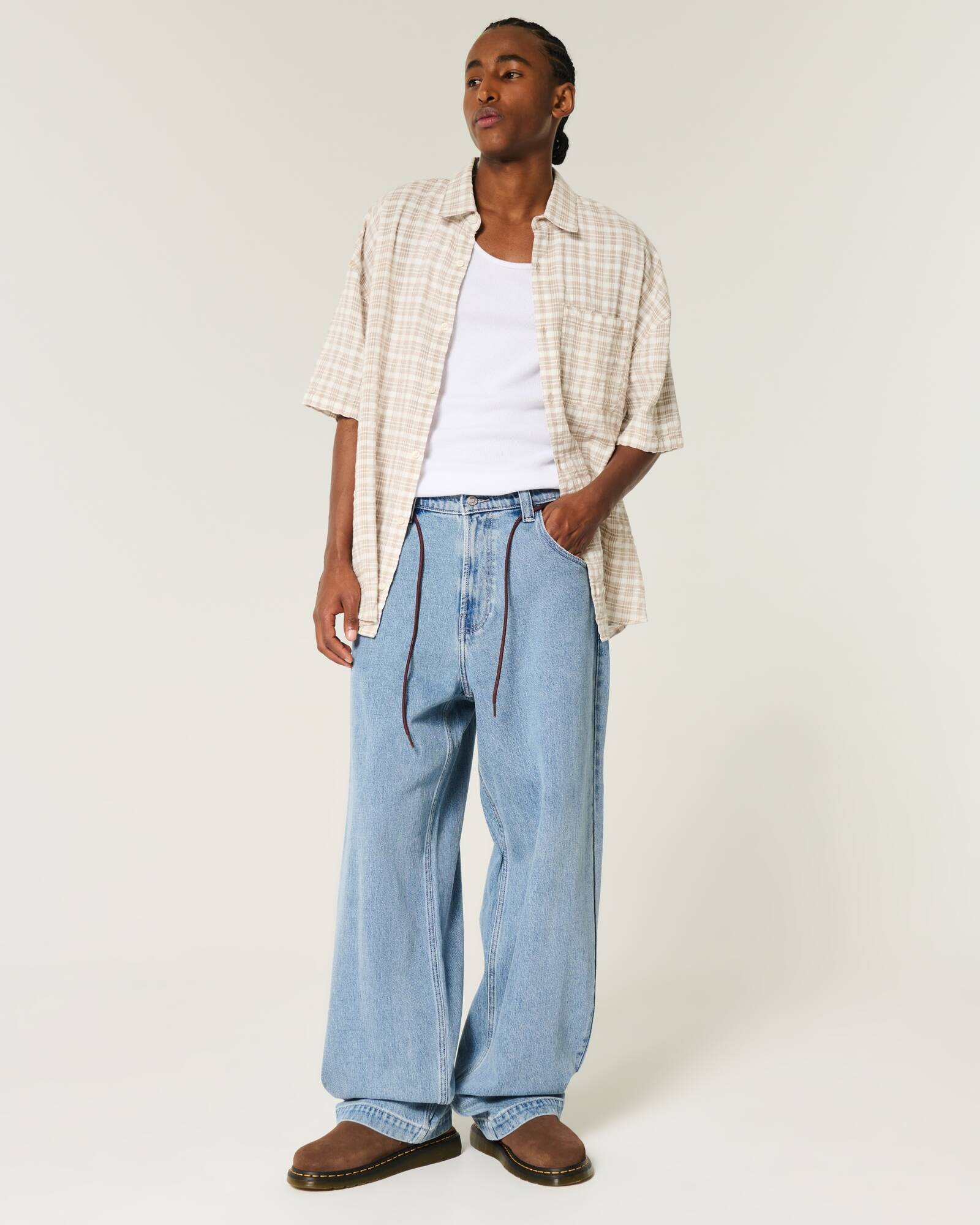 Medium Wash Skater Baggy Jeans