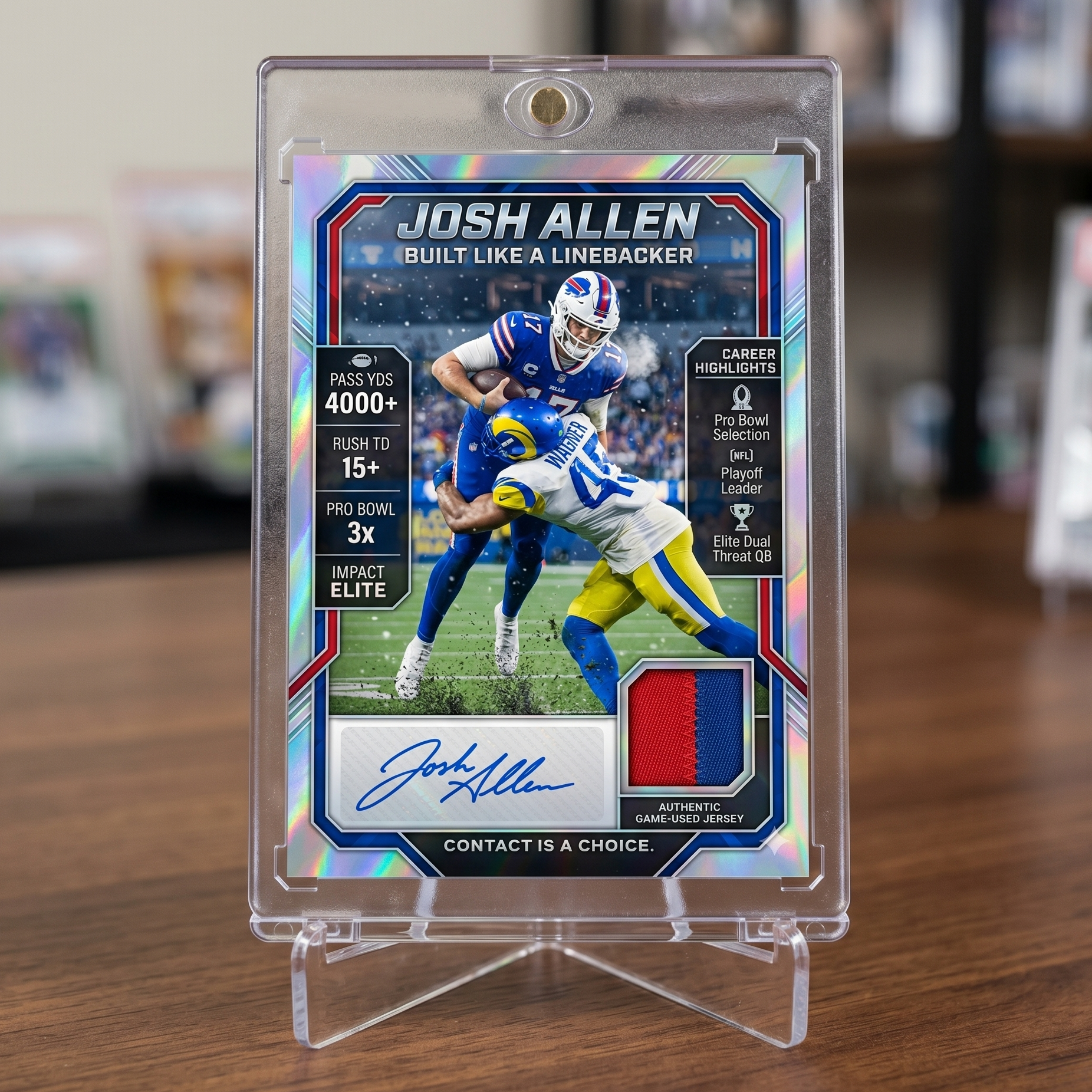 Josh Allen Trucking Through Defender Collector Edition Autograph Card