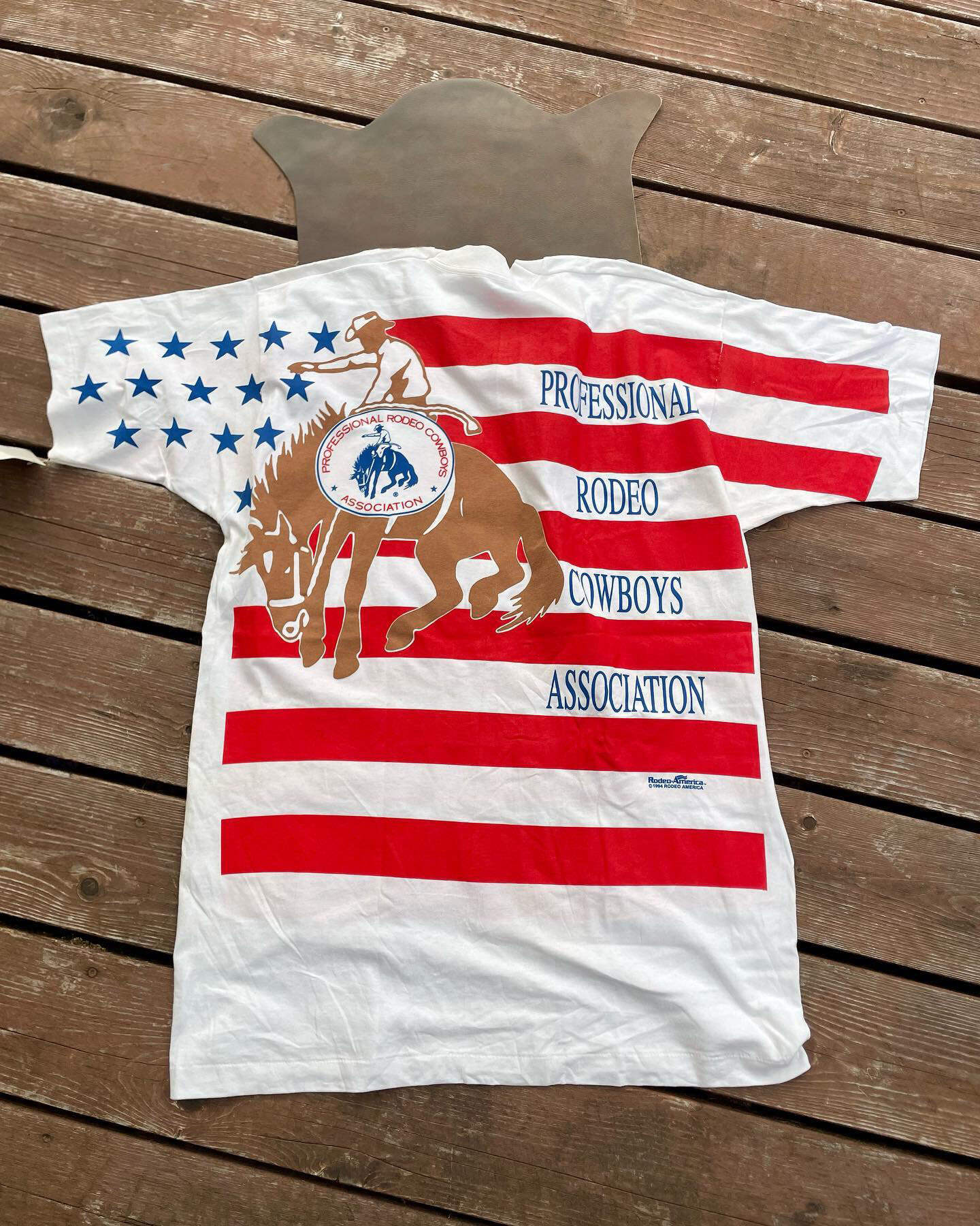 Men's Casual Western Flag Denim Print Short Sleeve