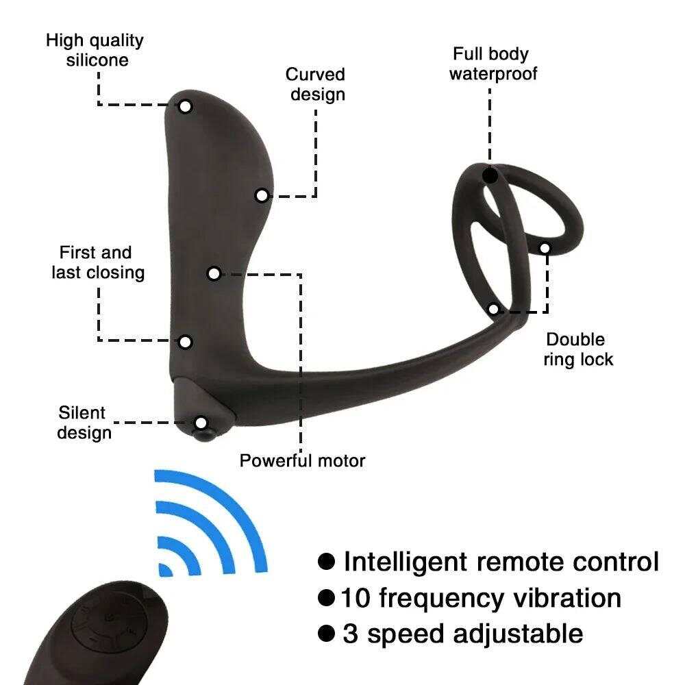 Male Prostate Massager Vibrator Butt Plug: Silicone Ring for Delayed Ejaculation