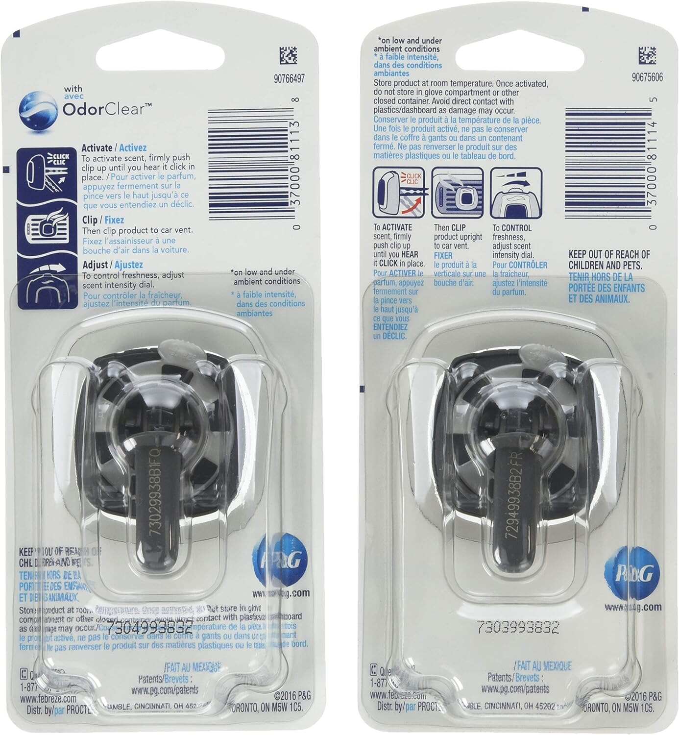 Febreze Car Air Fresheners, New Car Scent, Odor Eliminator for Strong Odors Car Vent Clips (2 Count)