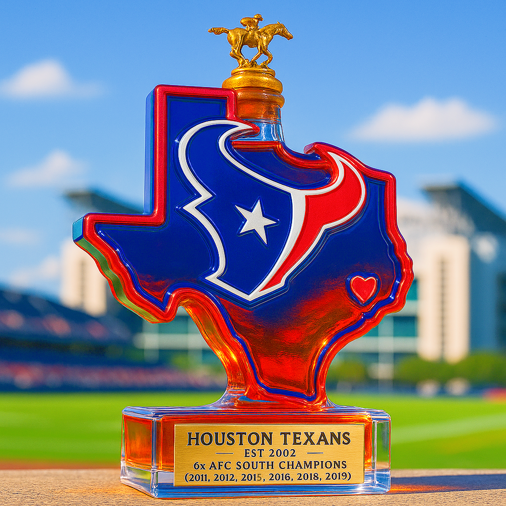 Houston Texans State Map Whiskey Bottle