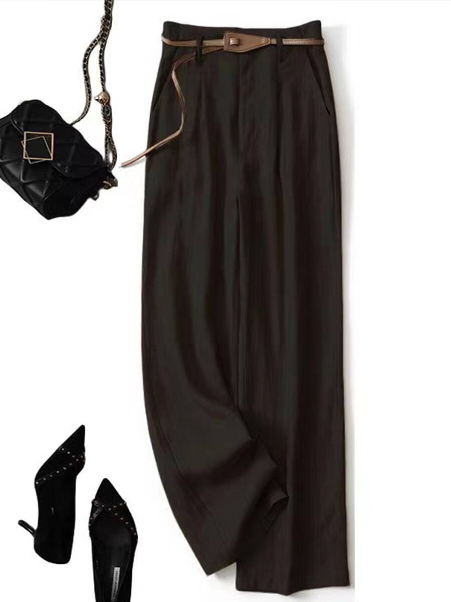 🔥Summer Arrivals🌟Women's Jacquard PatternTencel and Linen Wide-leg Casual Pants(Belt Included)