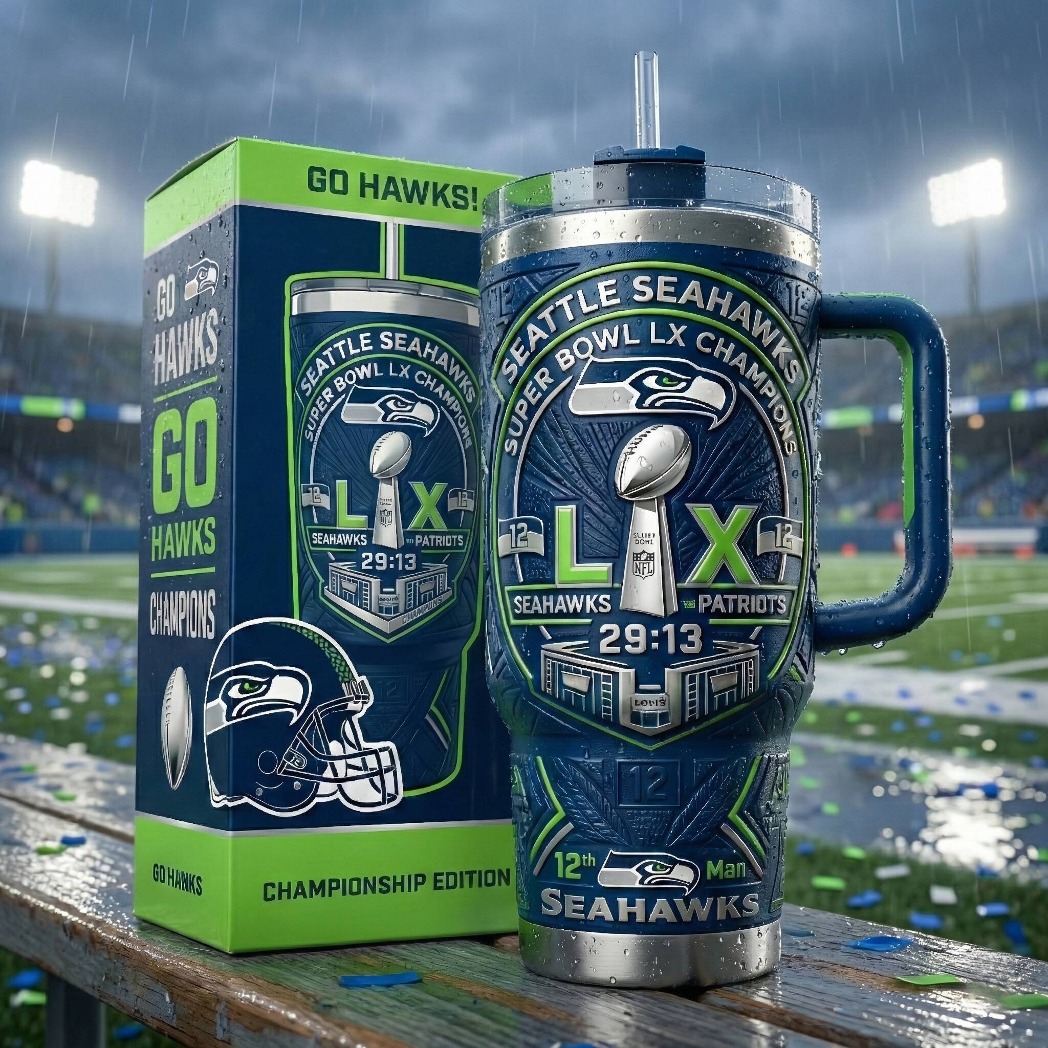 Seattle Seahawks Super Bowl LX Champions Tumbler Championship Edition