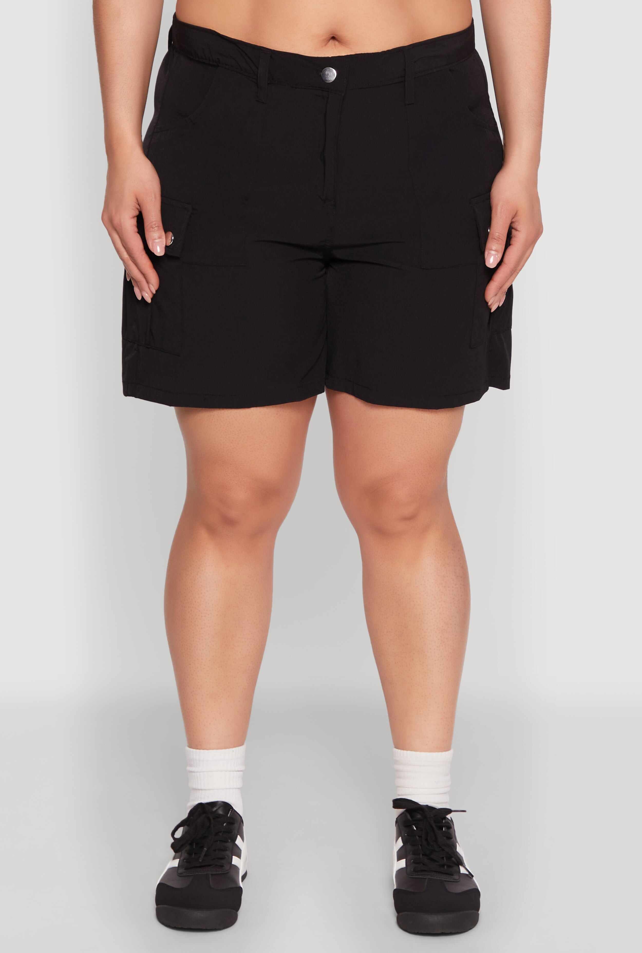 Plus Size High Waisted Cargo Pocket Shorts