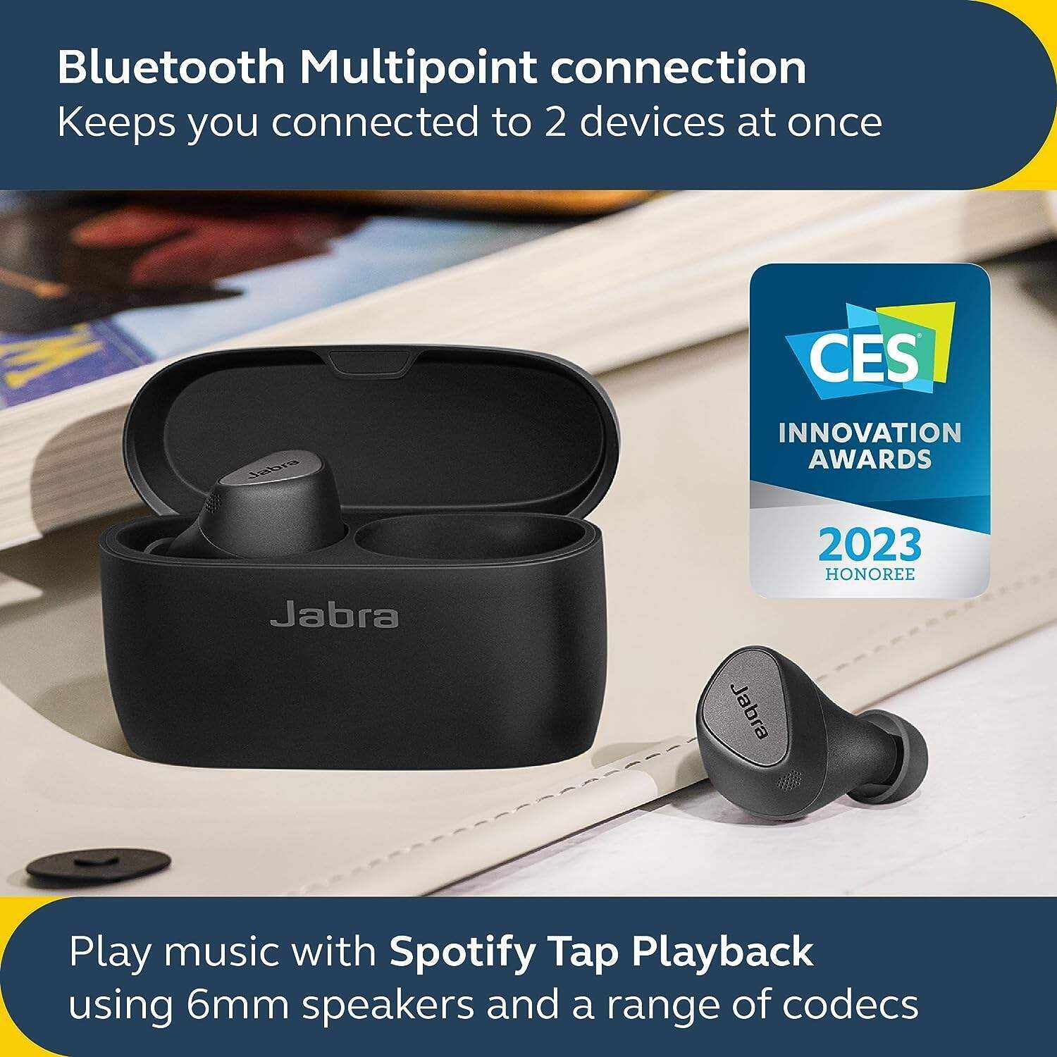 Jabra Elite 10 True Wireless Earbuds – Advanced Active Noise Cancelling Earbuds with Next-Level Dolby Atmos Surround Sound –All-Day Comfort, Multipoint Bluetooth, Wireless Charging – Cream