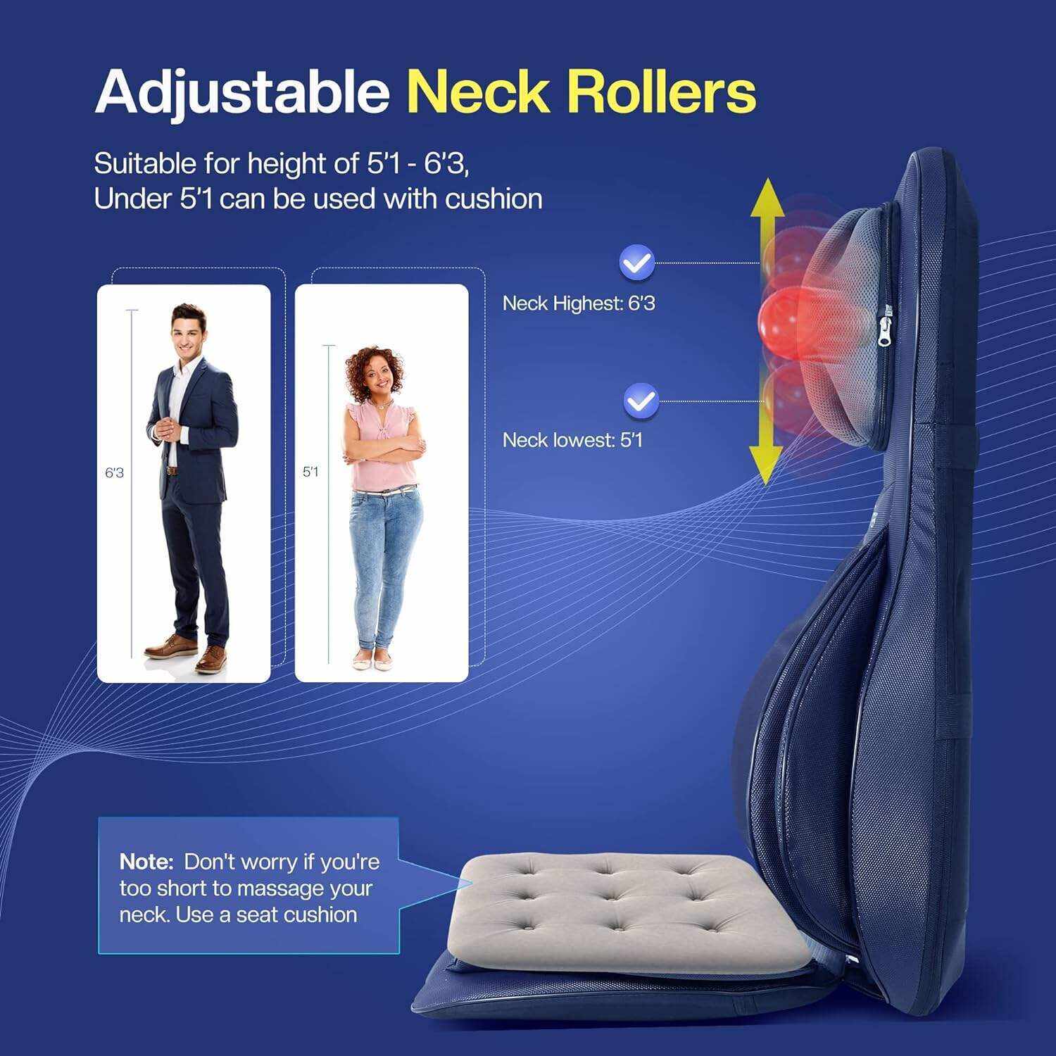 COMFIER Shiatsu Neck Back Massager with Heat and Compression, App Control 2D or 3D Deep Tissue Kneading Massage Chair Pad, Chair Massager for Full Body Pain Relief, Ideal Gifts,Grey