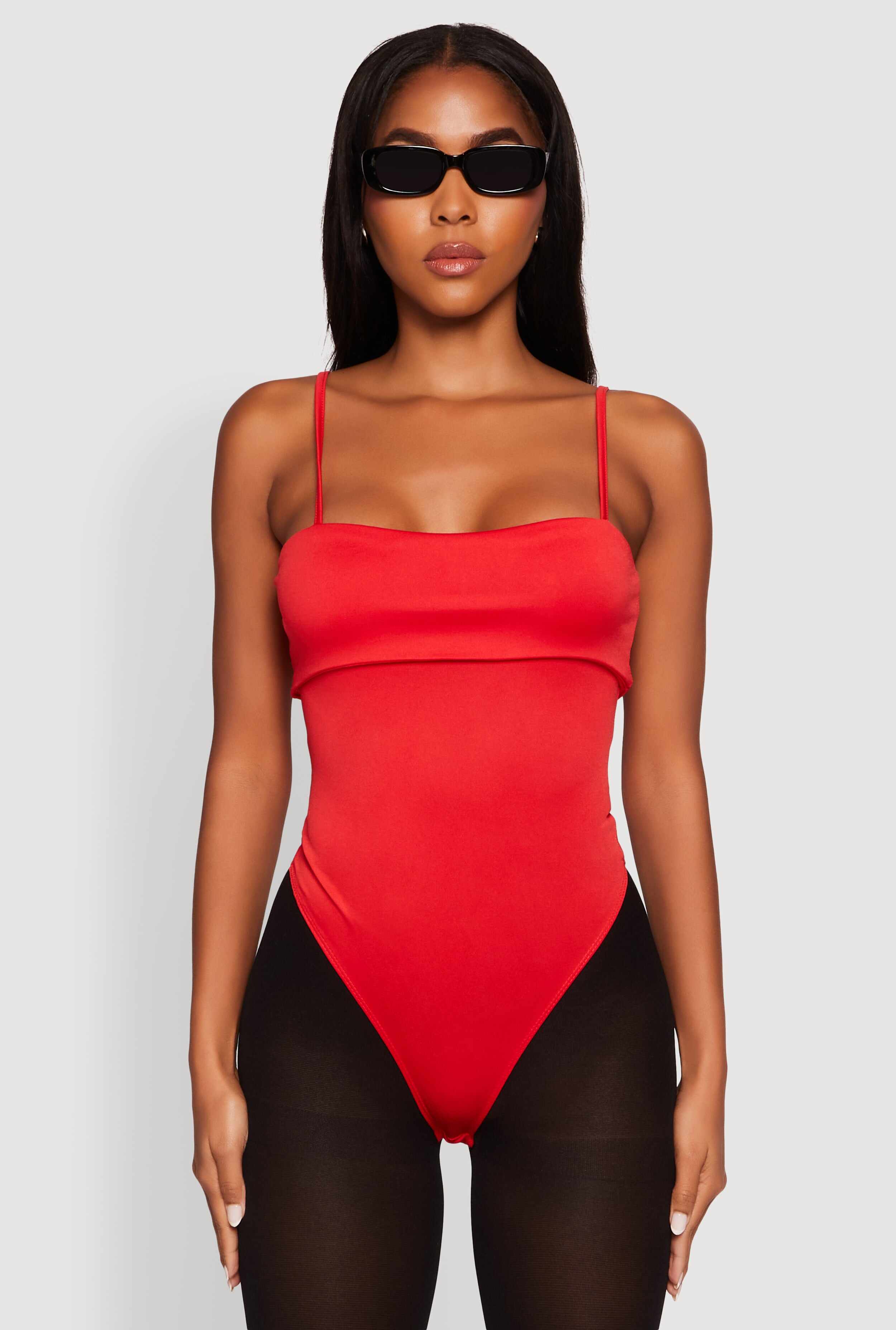 Fold Over Spaghetti Strap Bodysuit