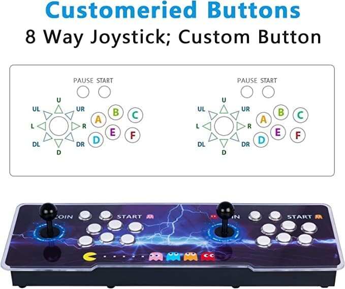 28890 in 1 Arcade Game Console Pandoras Box 60S, Retro Game Machine for PC & Projector & TV, 2-4 Players, 3D Games, Search/Hide/Save/Load/Pause Games, 1280X720, Separate Console