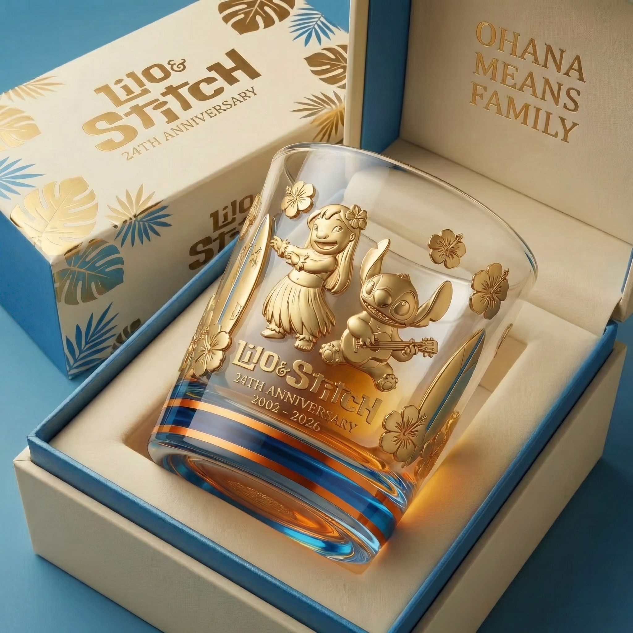 Lilo & Stitch 24th Anniversary Commemorative Whiskey Glass
