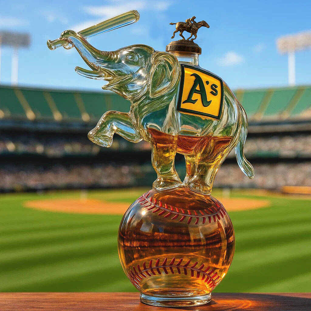 Oakland Athletics Whiskey Bottle