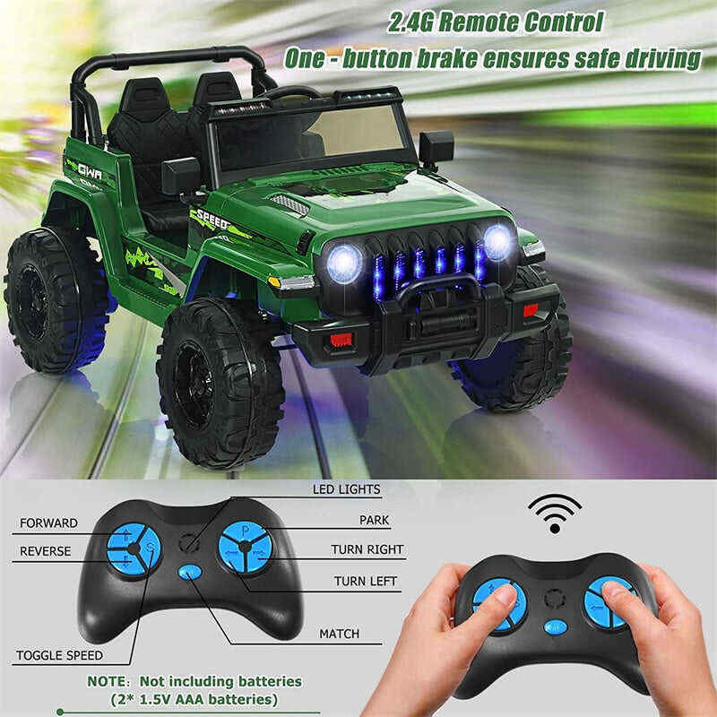 12V Kids Ride-on Jeep Car Battery Powered Electric Truck with Parental Remote Control