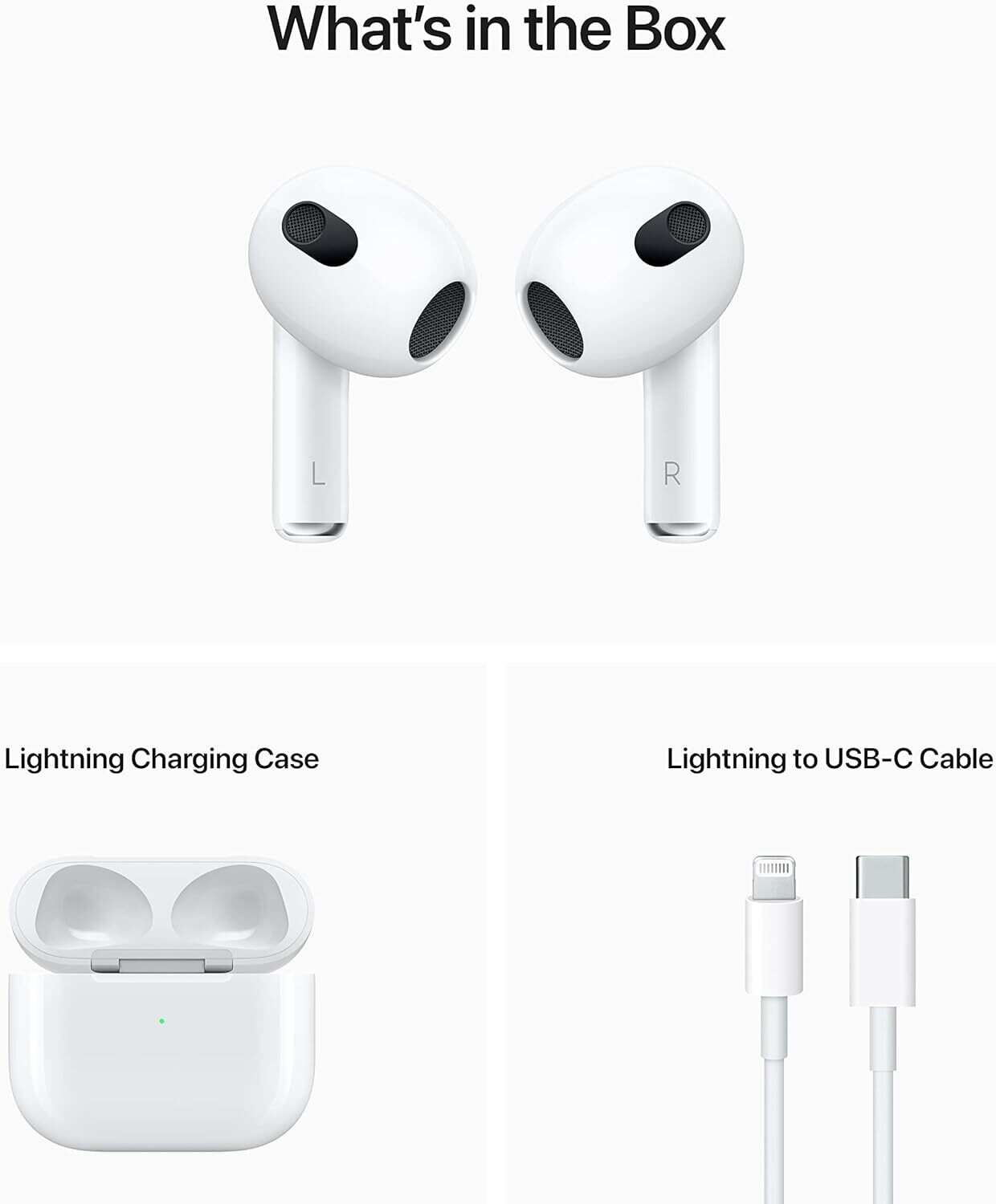 AirPods (3rd Generation) Wireless Ear Buds, Bluetooth Headphones, Personalized Spatial Audio, Sweat and Water Resistant, Lightning Charging Case Included, Up to 30 Hours of Battery Life