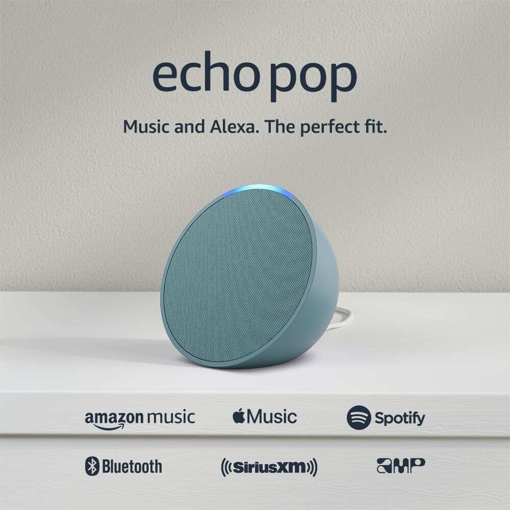 Amazon Echo Pop | Full sound compact smart speaker with Alexa | Charcoal