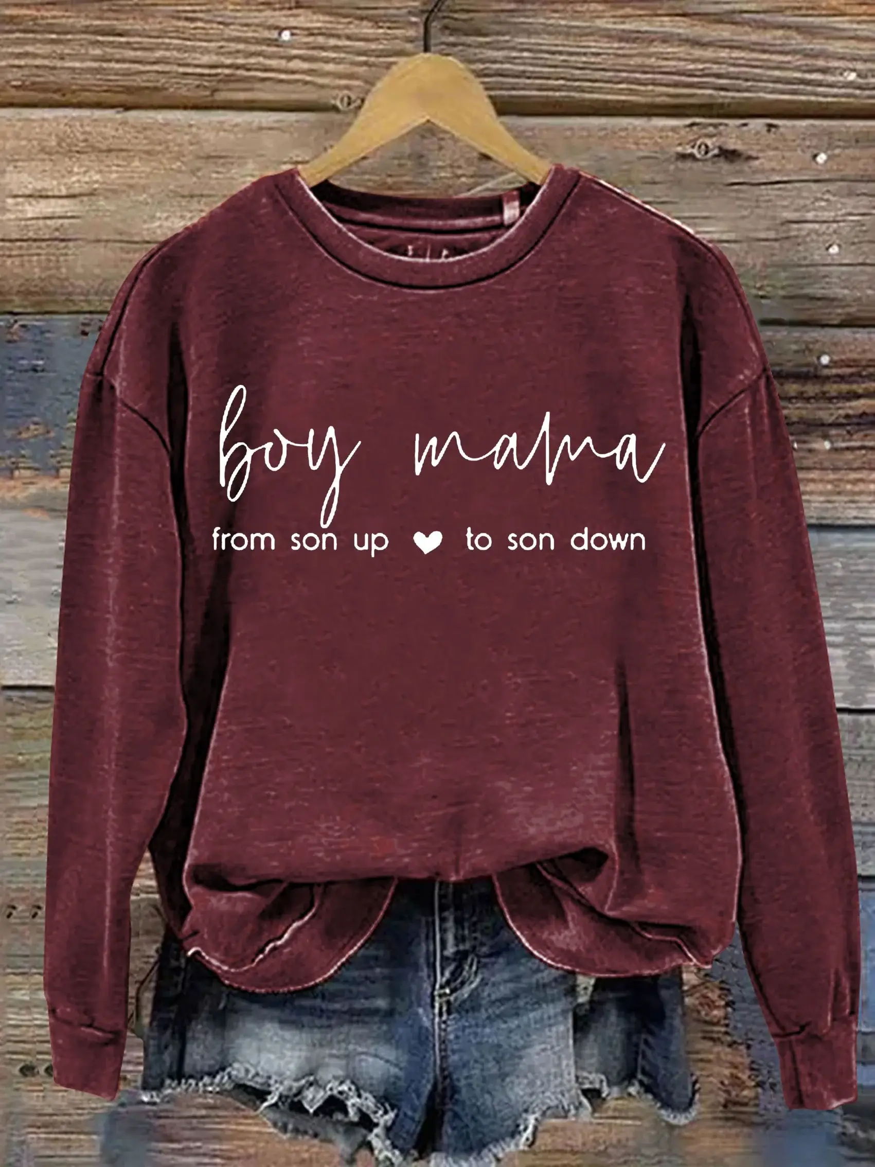 Boy��s Mom Letter Print Casual  Sweatshirt