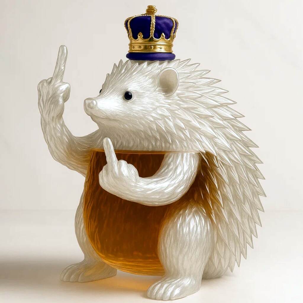 Funny middle finger hedgehog whiskey bottle