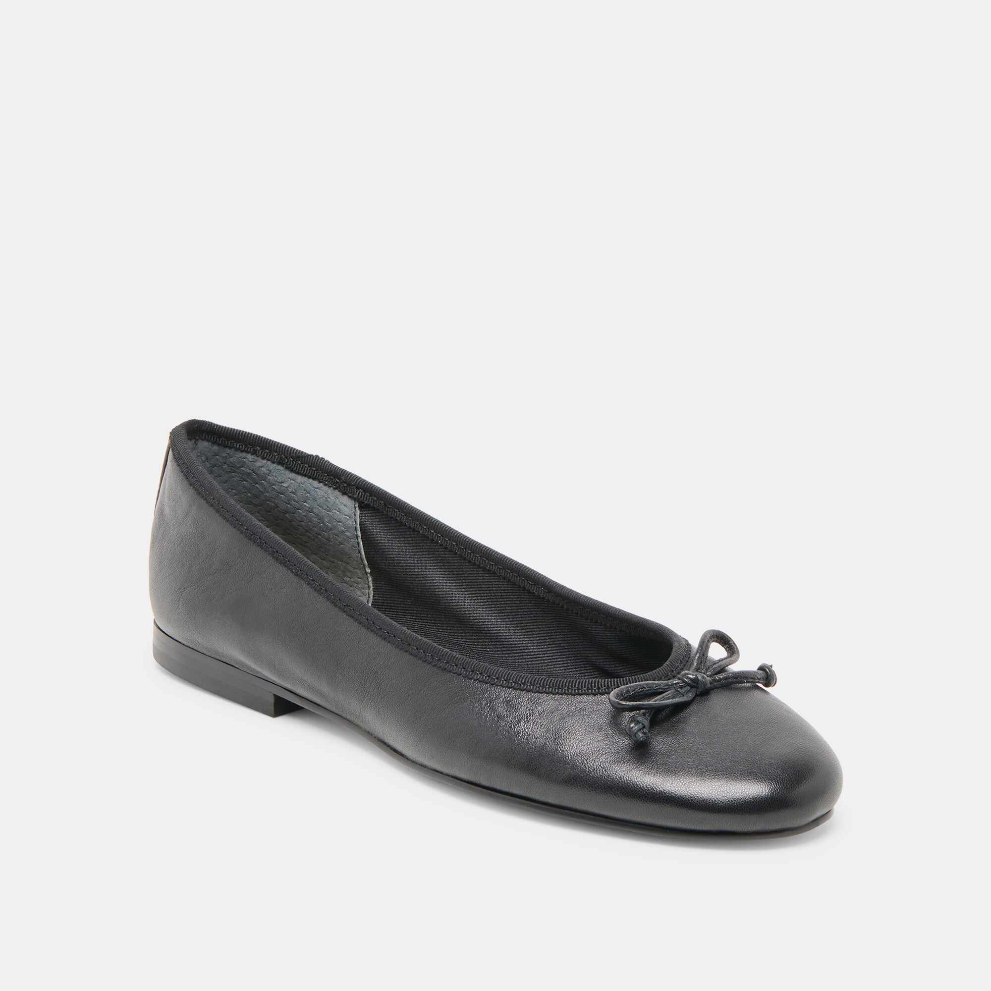 RITLA WIDE BALLET FLATS BLACK LEATHER