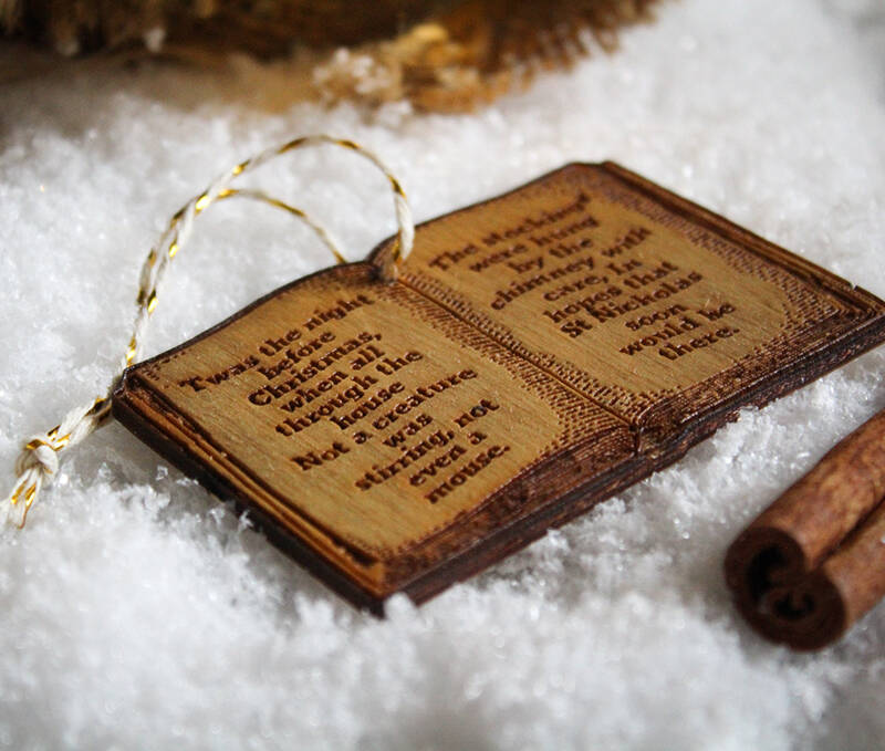 Night Before Christmas Bauble Book Vintage Poem Ornament