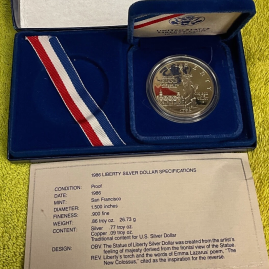 🔥1986 Statue of Liberty 100th Anniversary Silver Coin (P & S) —MS60-63💰Free Shipping