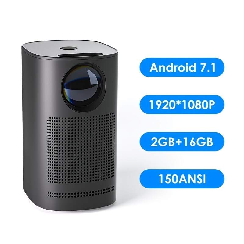 1pc Smart Projector,Mini Projector  120 ANSI Lumen Portable Projector WiFi,Android TV 7.1, 100'' Image,5000+ Apps, Movie Projector, Home Theater