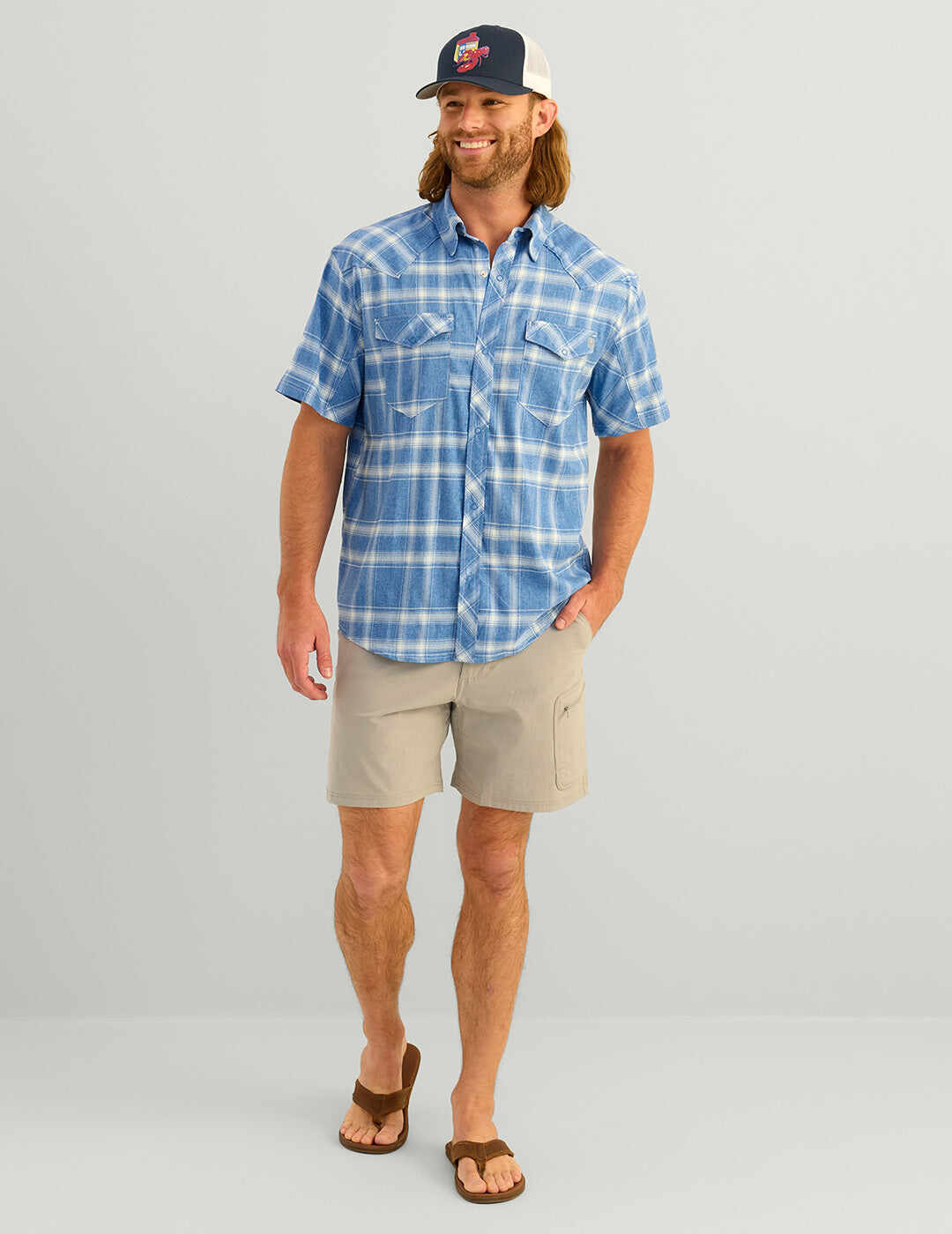 Diamond Back Plaid Short Sleeve Button-Down