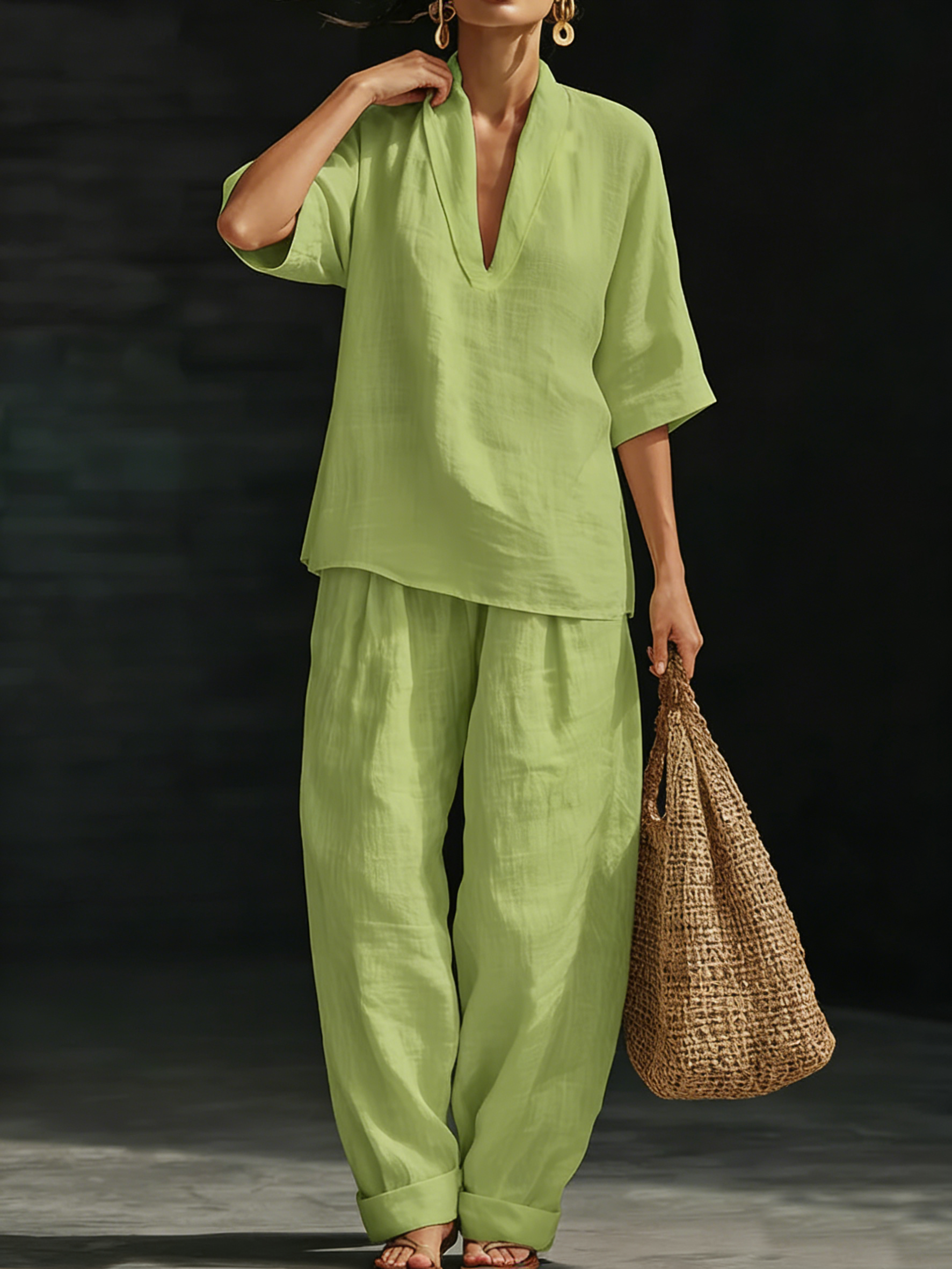 🔥Summer Arrivals🌟Casual And Cozy Minimalist Linen Two-piece Set