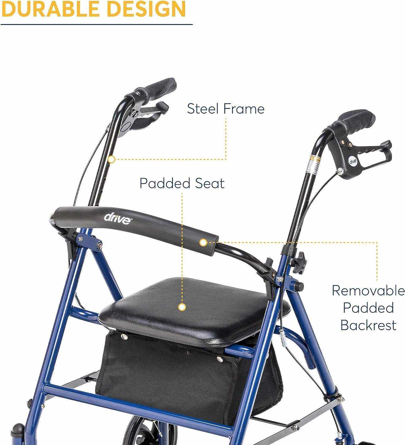 Drive Medical BLS18FBD-ELR Blue Streak Lightweight Wheelchair with Swing-Away Elevating Leg Rests and Flip-Back Arms