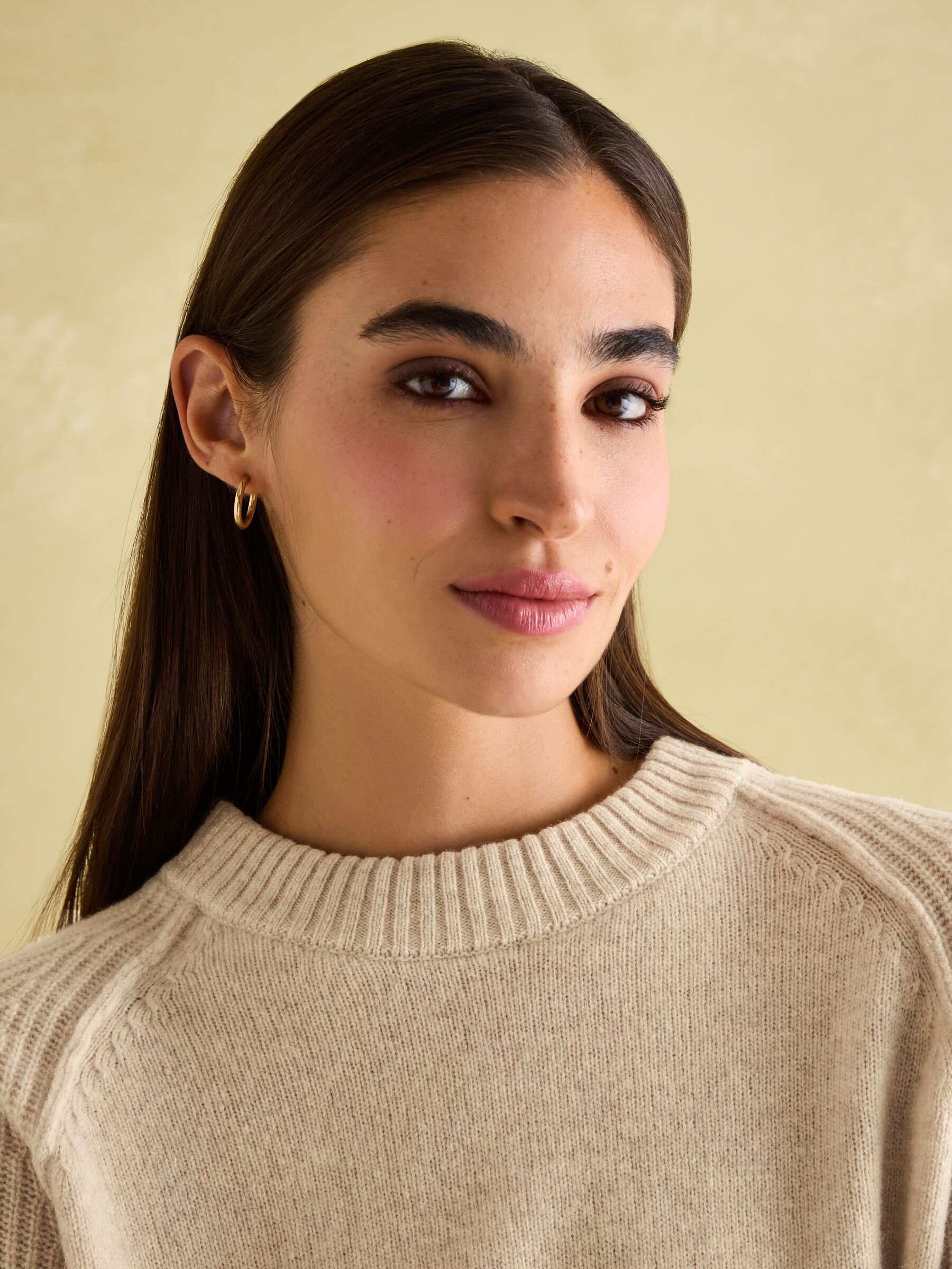 May Oatmeal Merino Wool Jumper with Detachable Roll Neck